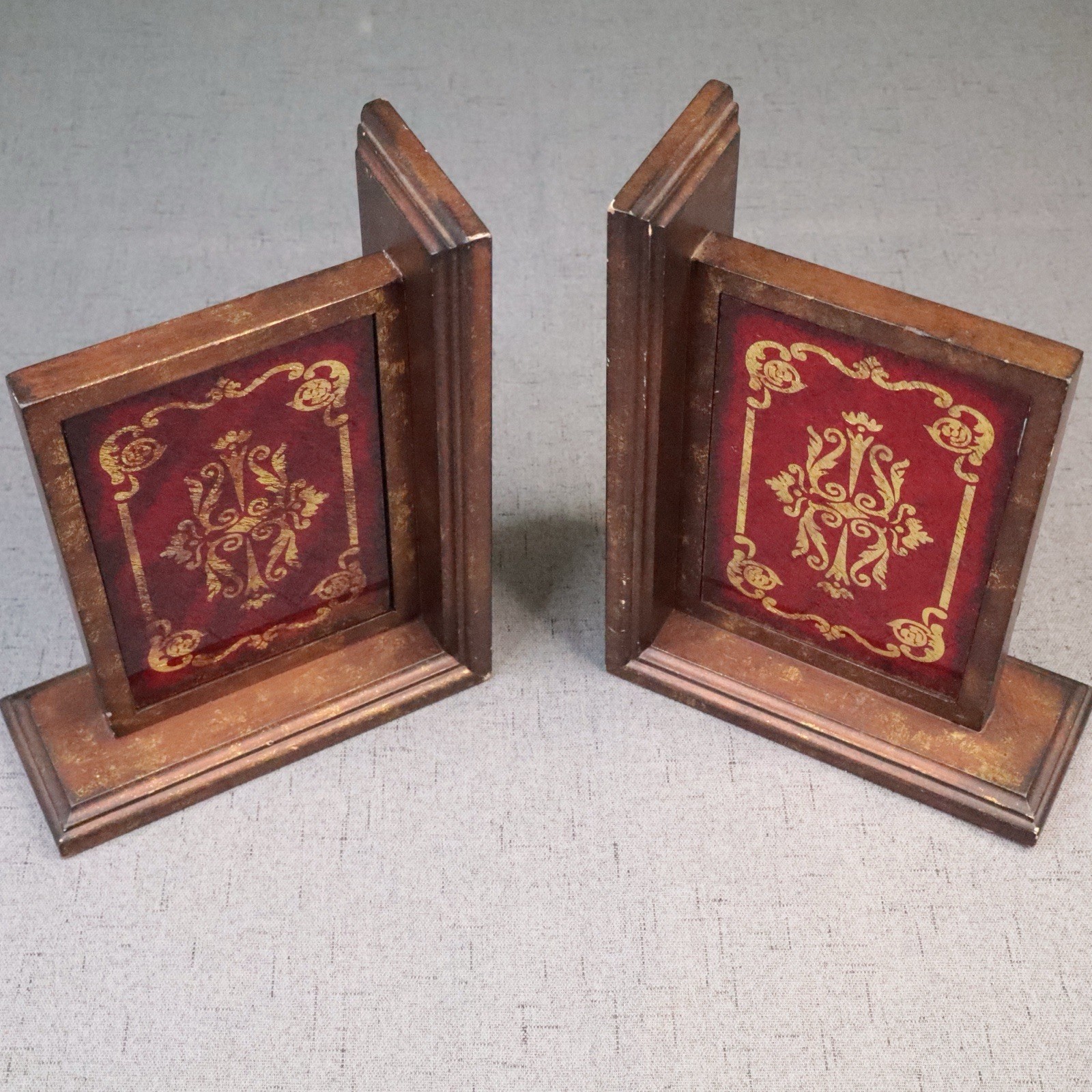 Vintage Kirkland’s Bookend Red Reverse set 2 double sided 1980's Vintage Kirkland’s Bookend Red Reverse set 2 double sided 1980's