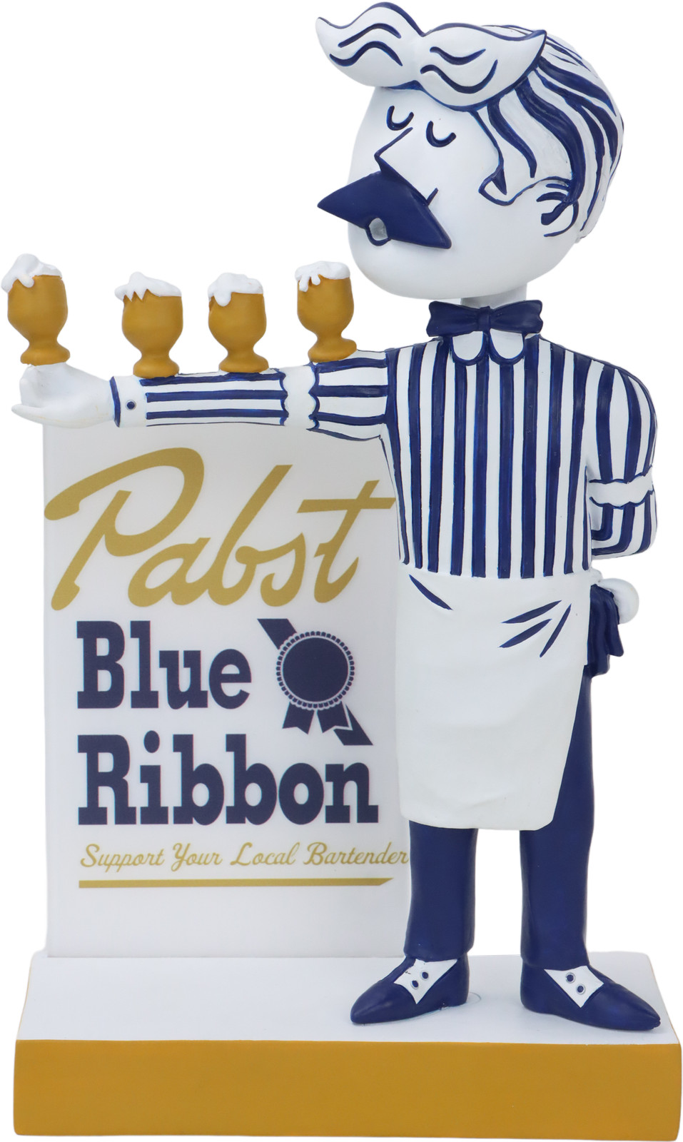 Pabst Blue Ribbon Cool Blue Balancing Bartender Bobblehead