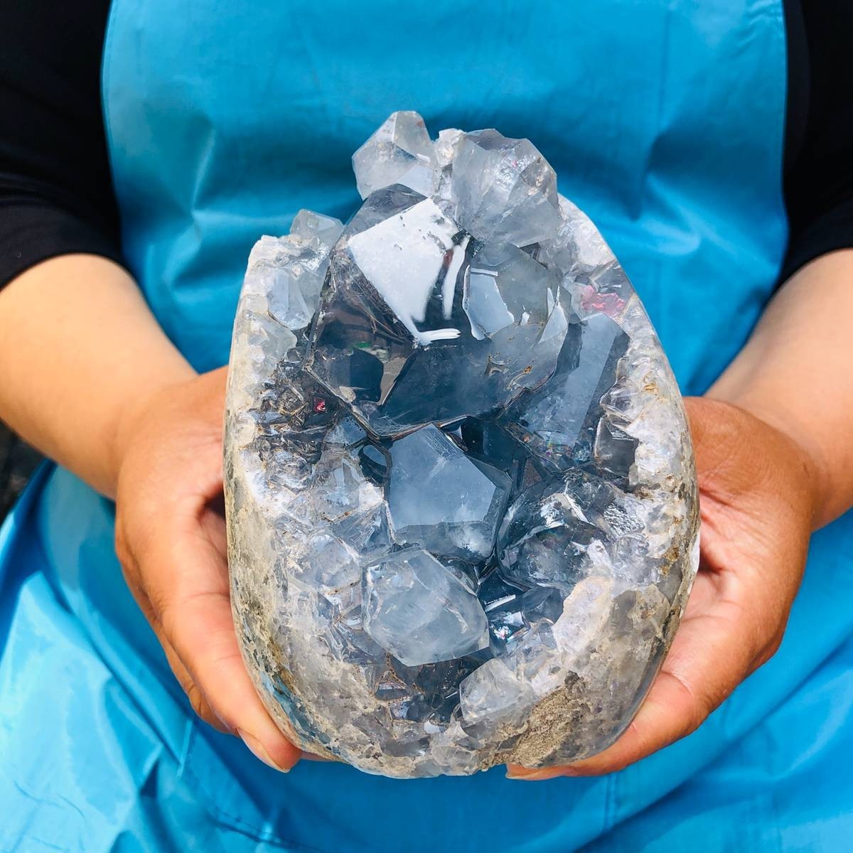 4.46 LB Large Natural Celestite Geode Crystal Cluster Healing Specimen 4505