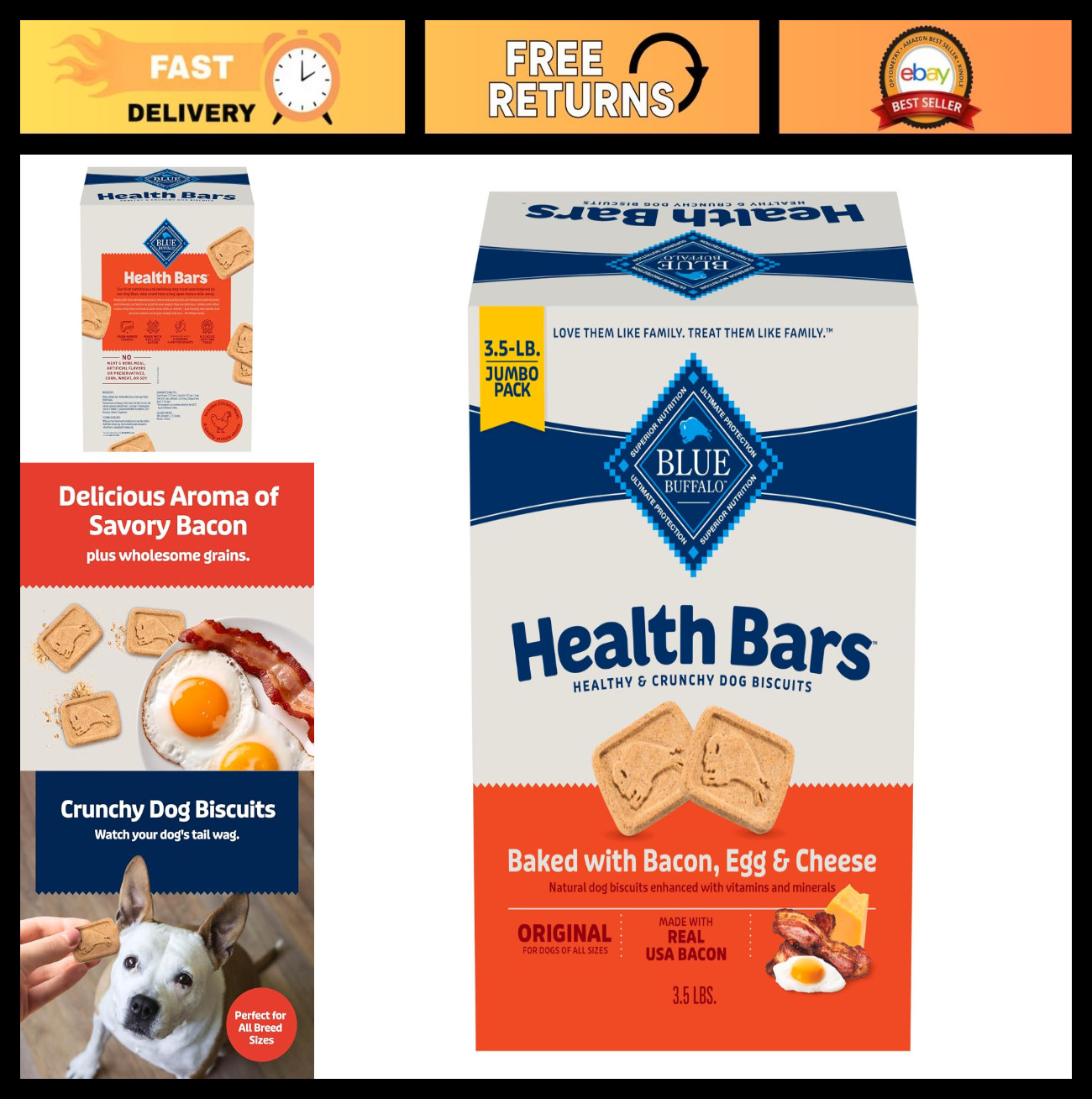 Blue Buffalo Health Bars Crunchy Dog Biscuits, Oven-Baked with Natural Ingredien