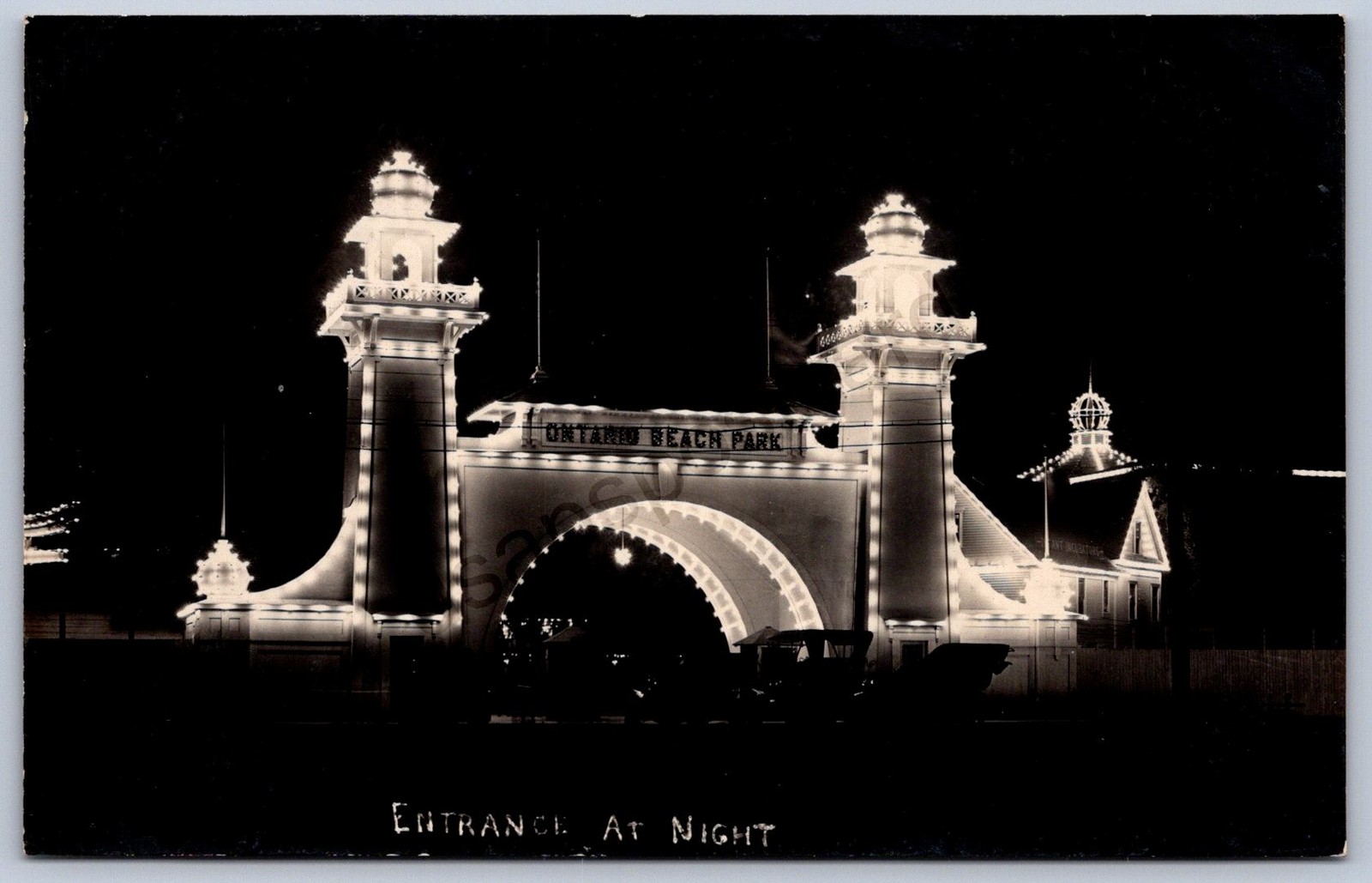 K32/ Rochester New York RPPC Postcard c1910 Ontario Beach Park Entrance 653