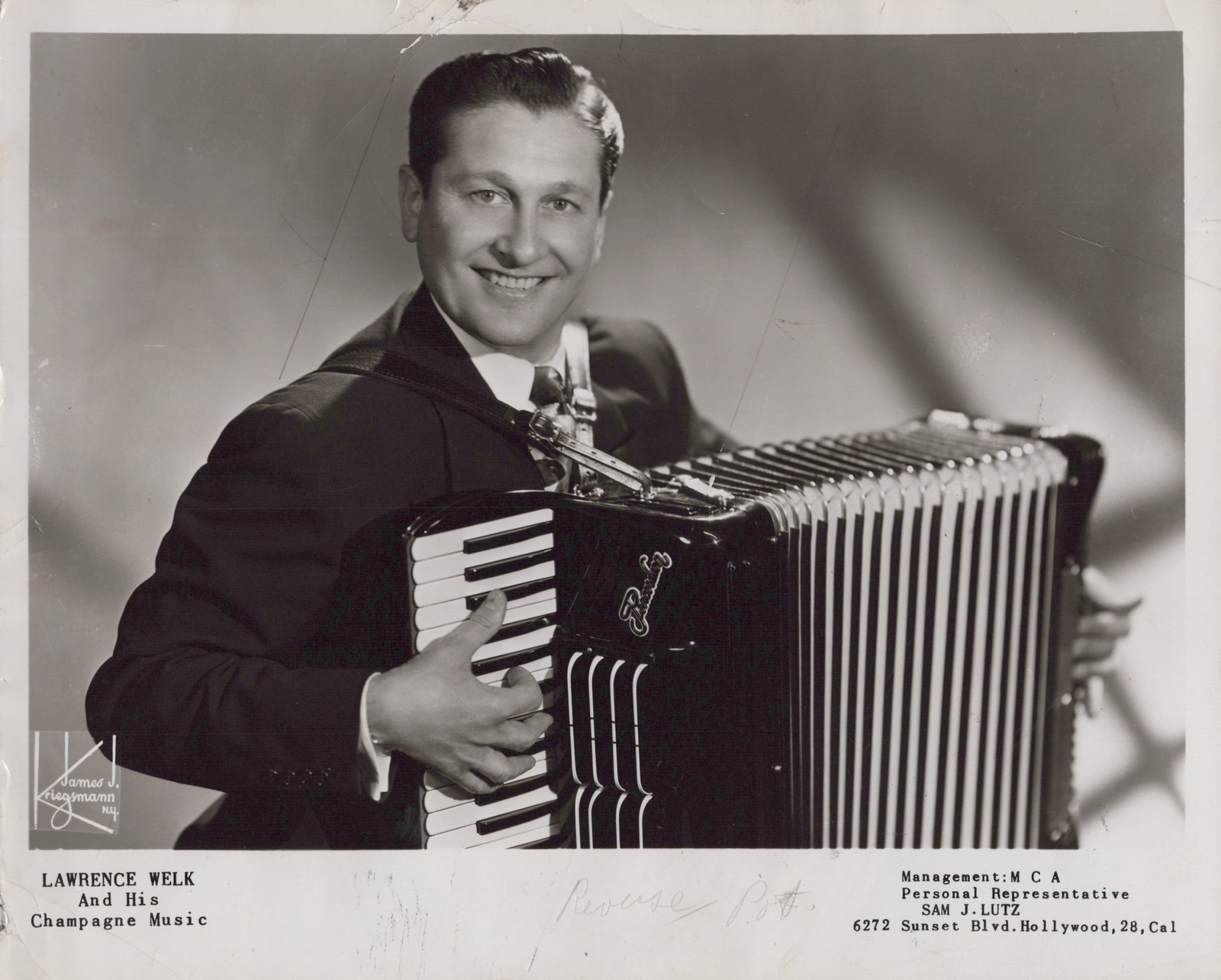 1953 Lawrence Welk Hollywood Accordion MCA Vintage Original Rare Press Photo