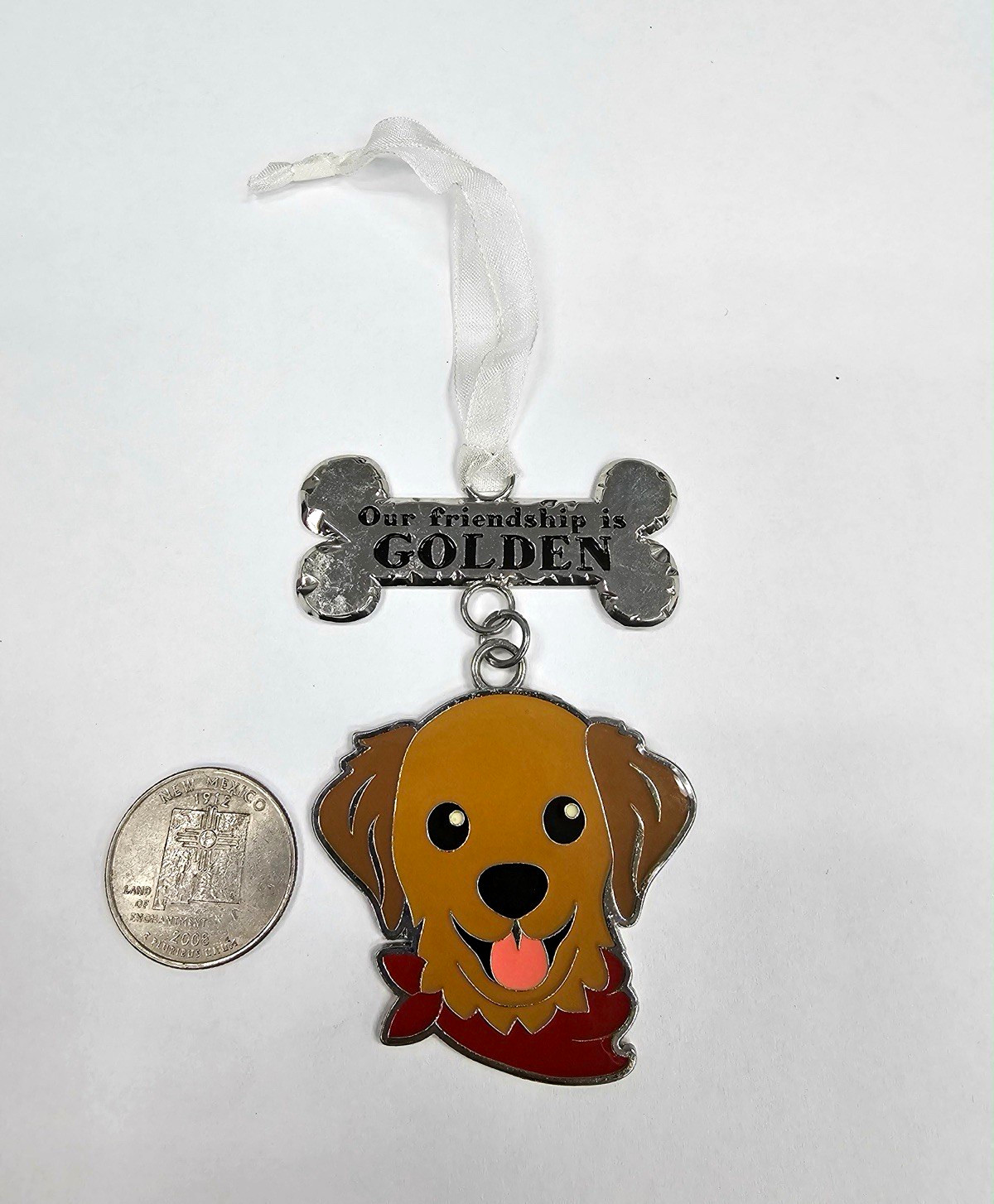Fringe Studio Friendship Is GOLDEN Golden Retriever Enamel Christmas Ornament