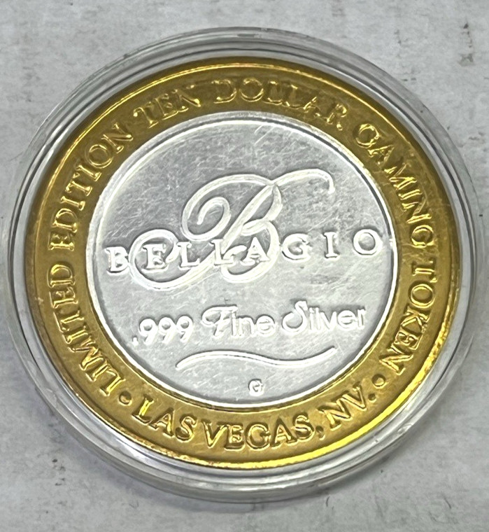 Bellagio Las Vegas $10 Limited Edition Gaming Token .999 Fine Silver Center Core
