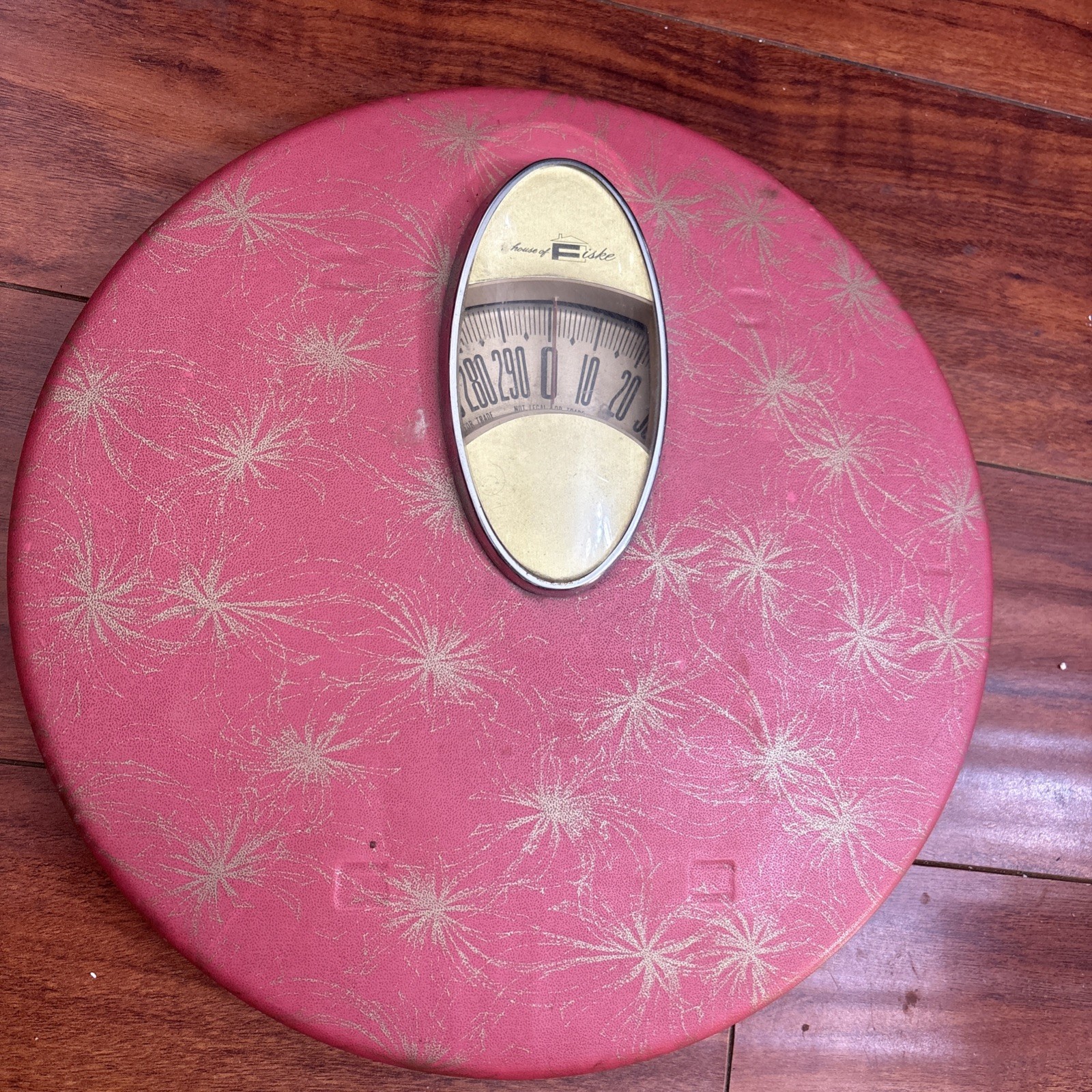 Vtg Retro 1950’s Mid Century Modern house of fiske bathroom scale Pink Starburst