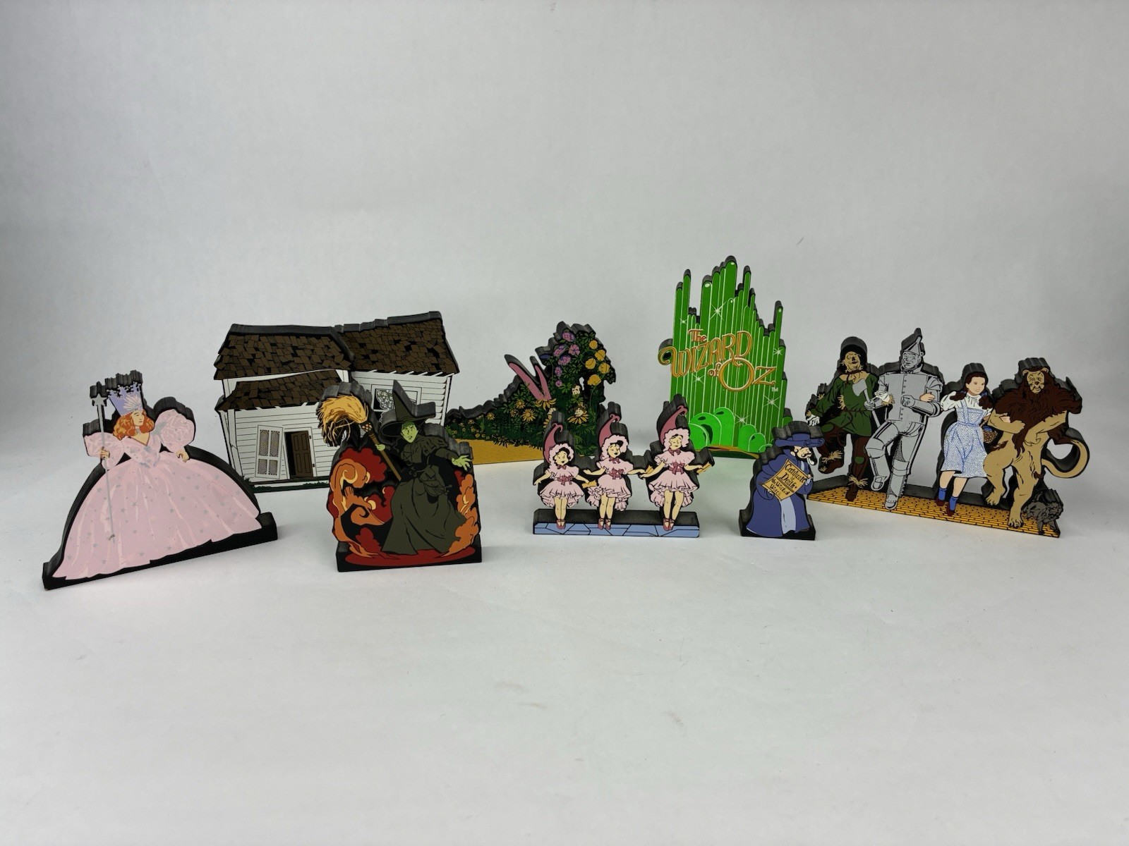 Shelia's Wooden Wizard of Oz Lot 7 Pcs Shelf Sitters ~USA Glinda Munchkins Witch