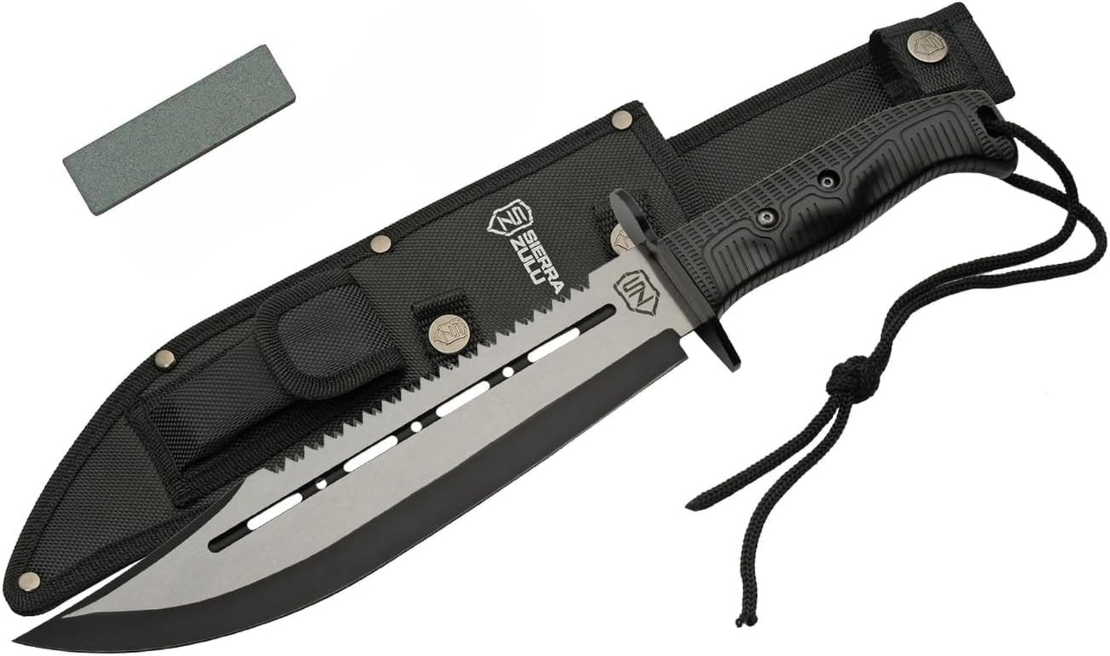 Sierra Zulu Survival Hunting Knife with Sheath - 10.5” Fixed Blade Tactica