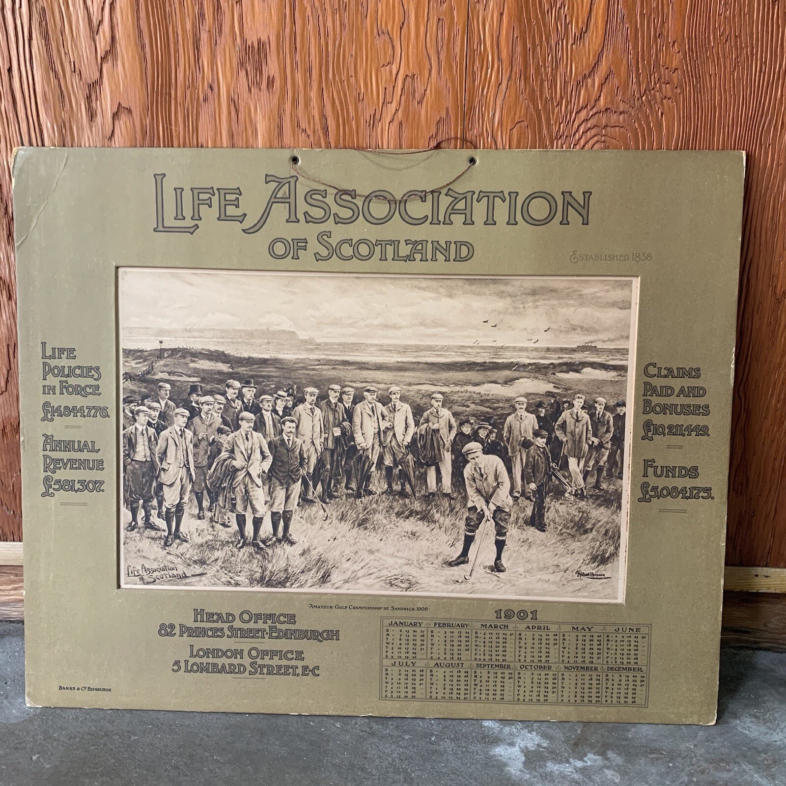 Golf 1901 Calendar for Life Association of Scotland golfing Michael Brown RARE