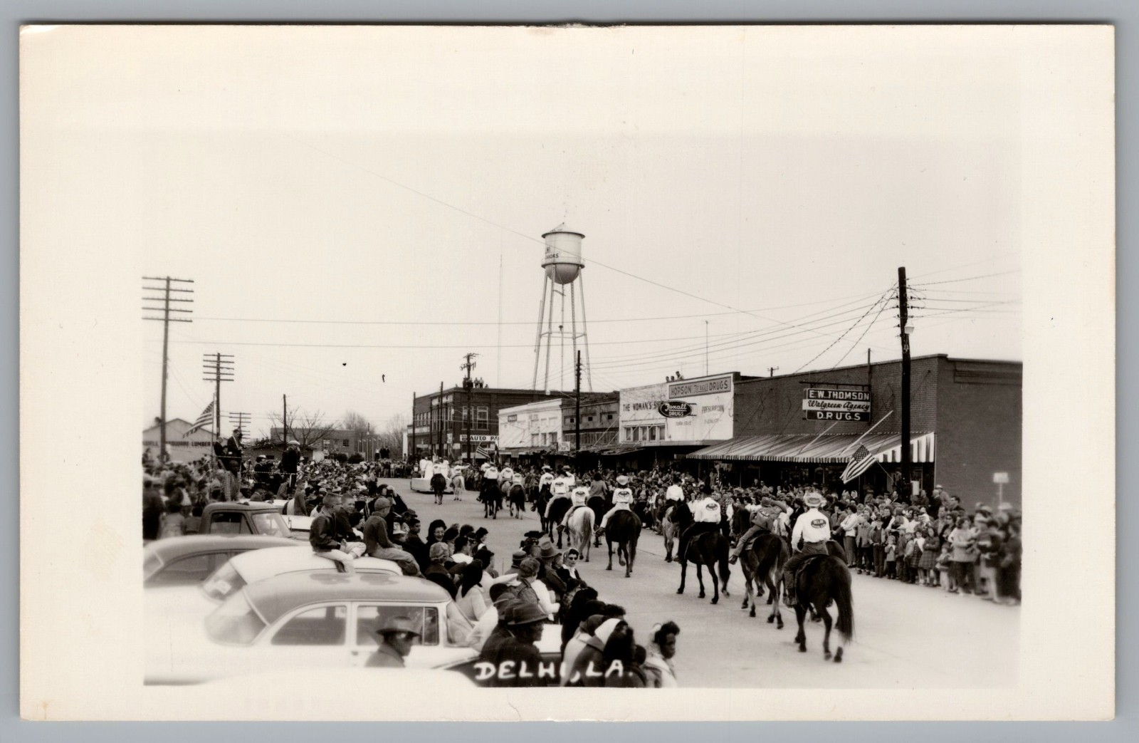 RPPC Delhi Louisiana Livestock Parade, Walgreen Drug Store, Delhi LA Postcard RPPC Delhi Louisiana Livestock Parade, Walgreen Drug Store, Delhi LA Postcard