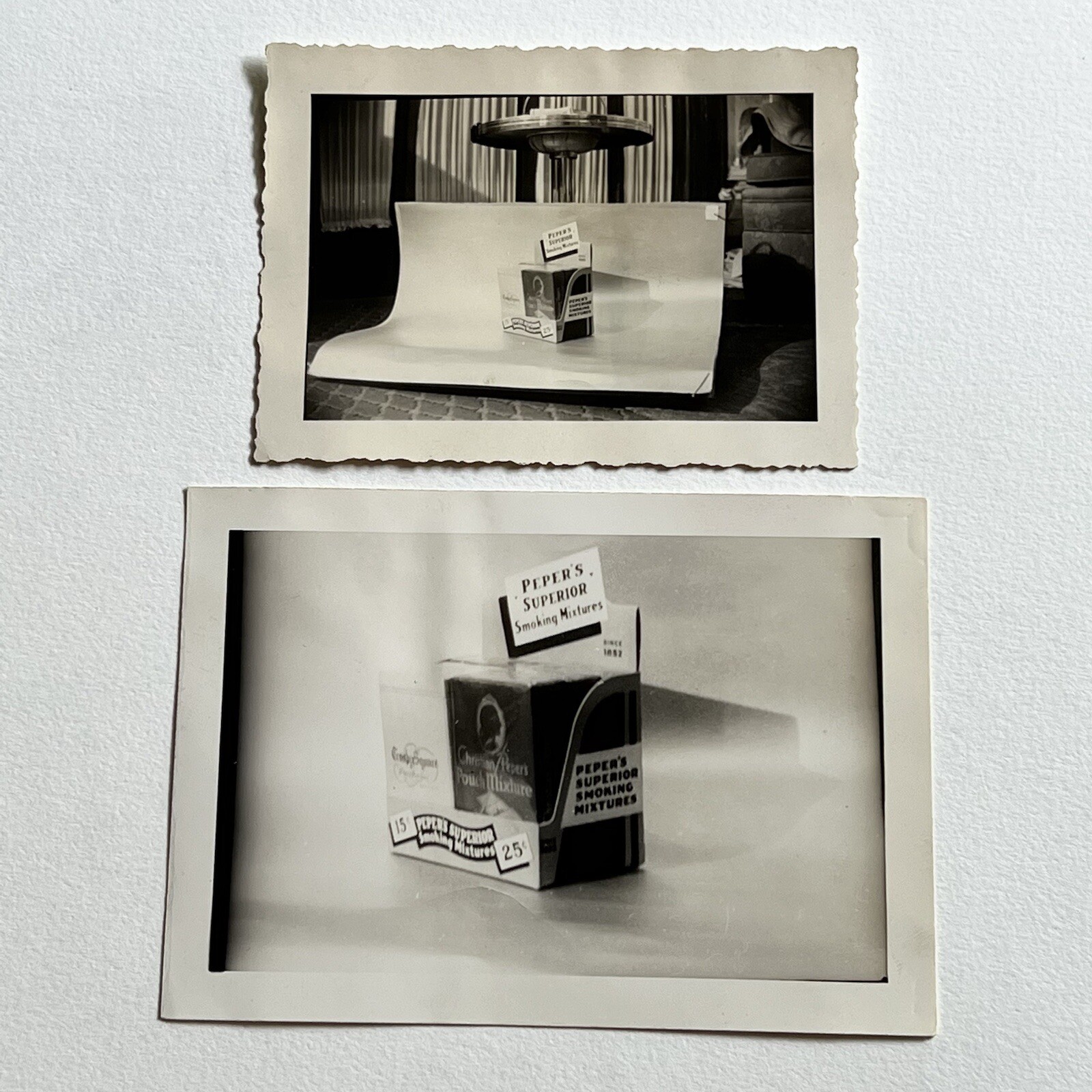 Vintage B&W Snapshot Photograph Advertising Peper’s Superior Smoking Mixture Ad