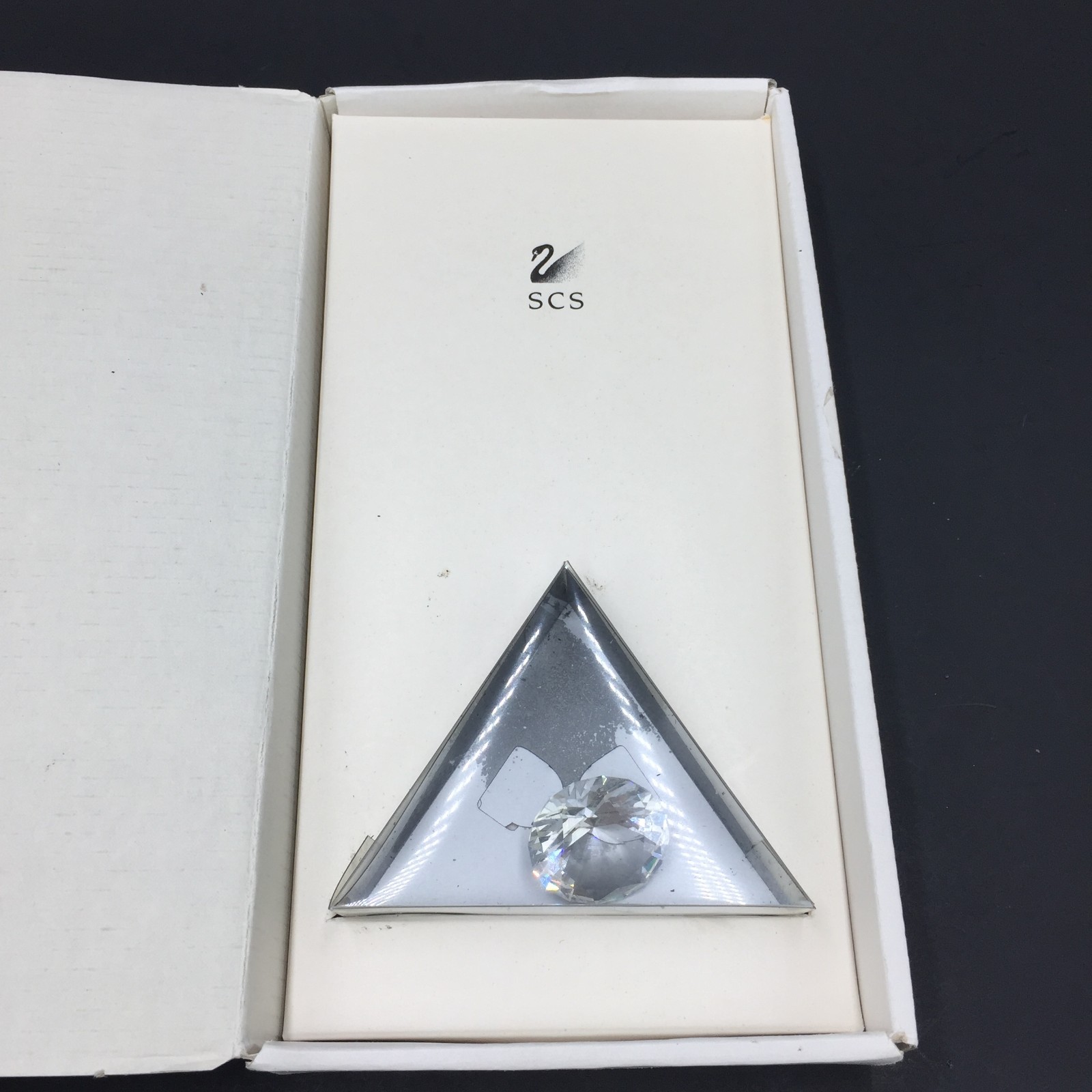 SCS Swarovski Crystal, Faceted, Diamond Shaped W/ Original Box