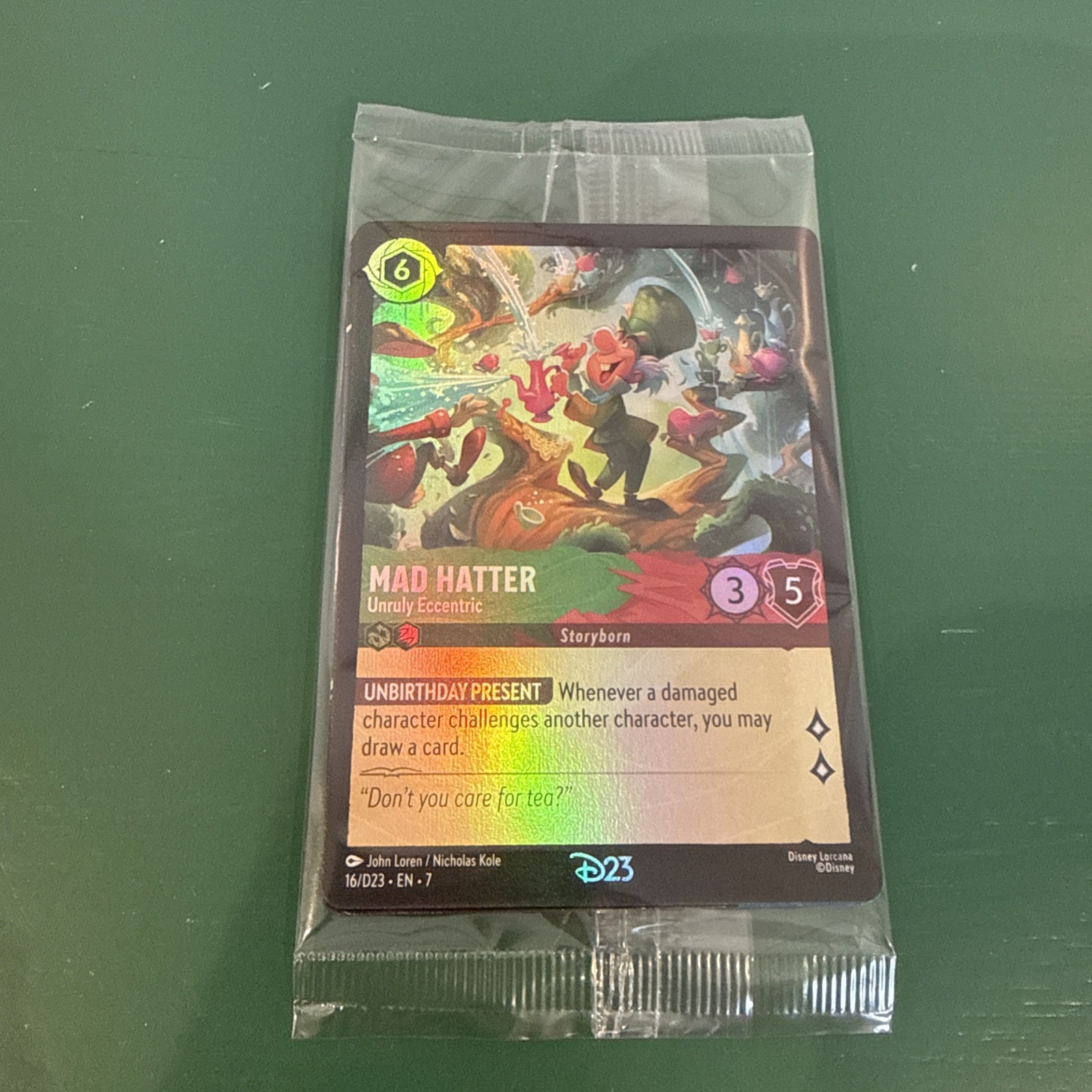 2026 Disney D23 Lorcana Mad Hatter 16/D23 EN-7 Gold Member Exclusive Card 2026 Disney D23 Lorcana Mad Hatter 16/D23 EN-7 Gold Member Exclusive Card