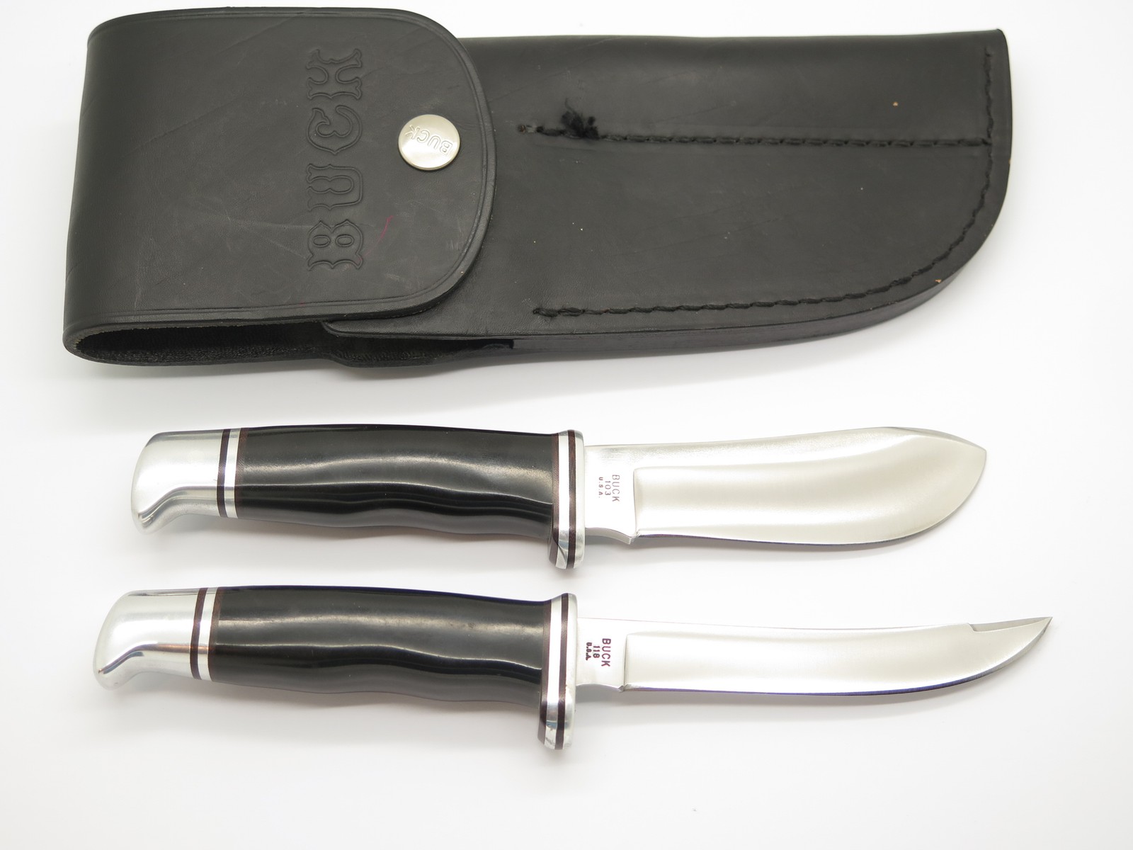 Vintage 1973-80 Buck 115 Twin Sportsman Set 103 118 Fixed Blade Hunting Knife