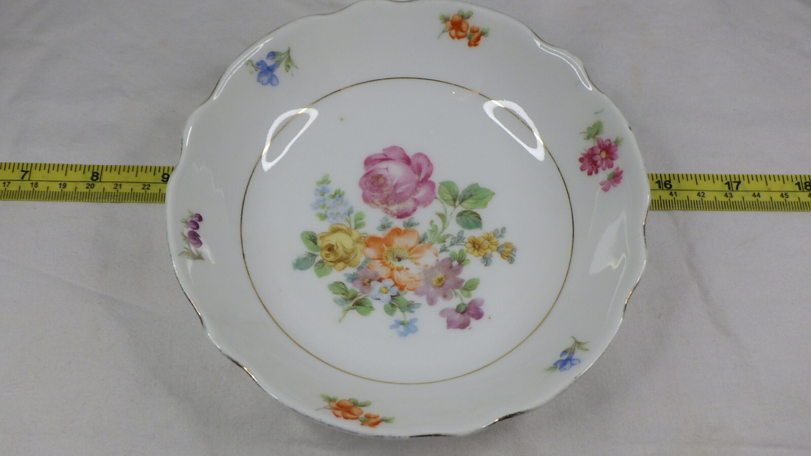 Rare Antique Schwarzenhammer Bavaria Serving Dish Floral Gold Trim 1910-1923