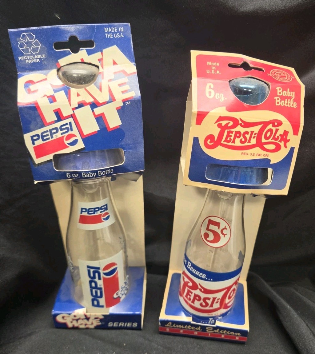 2 Different PEPSI Collectible 6 oz Baby Bottles - Munchkin - Limited Edition