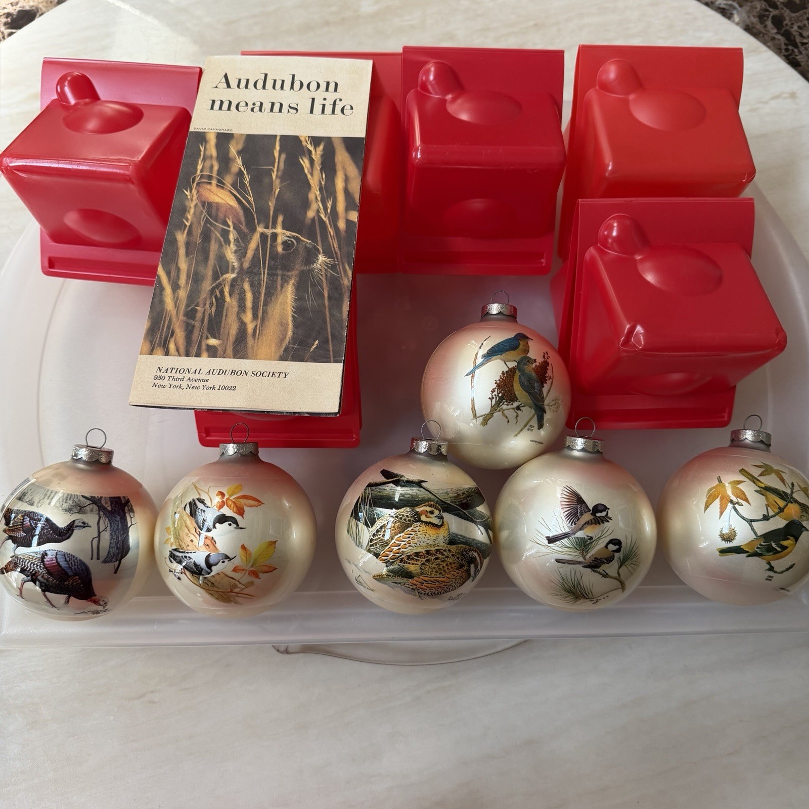 Vintage National Audubon Society Bird Glass Ornaments Set of 6 Series I II III