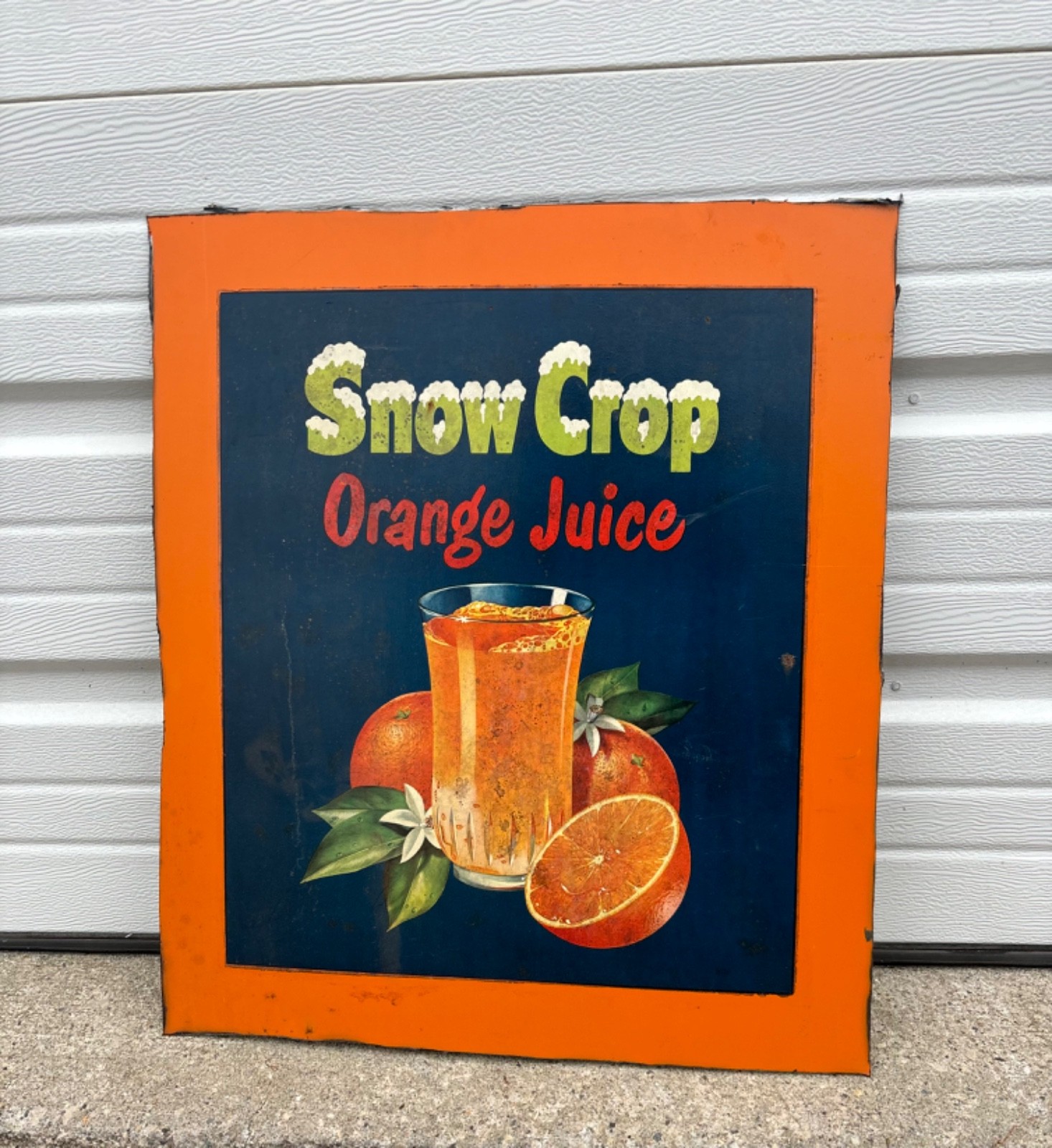 Vtg 1940s Snow Crop Sign Orange Juice Soda Crush Nesbitts Cooler Sign Vtg 1940s Snow Crop Sign Orange Juice Soda Crush Nesbitts Cooler Sign