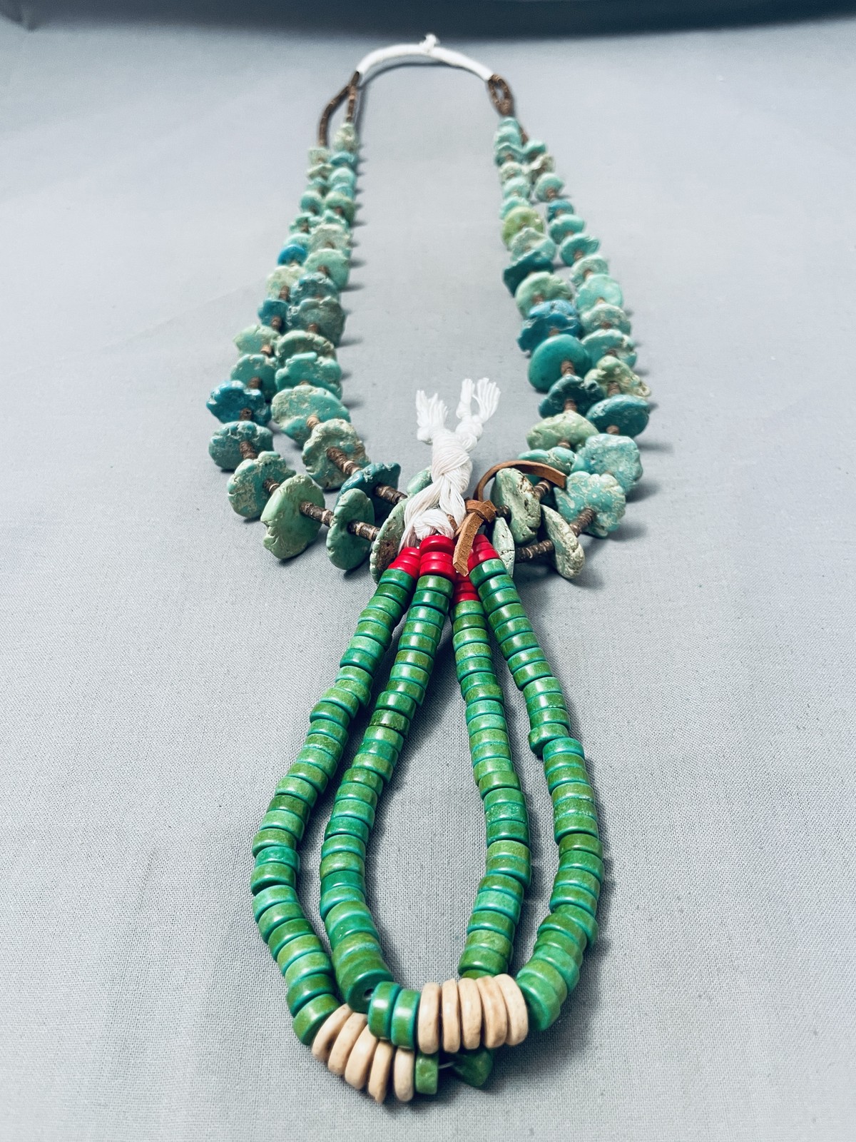 EARLY VERY RARE VINTAGE NAVAJO CERRILLOS TURQUOISE JACLA NECKLACE OLD
