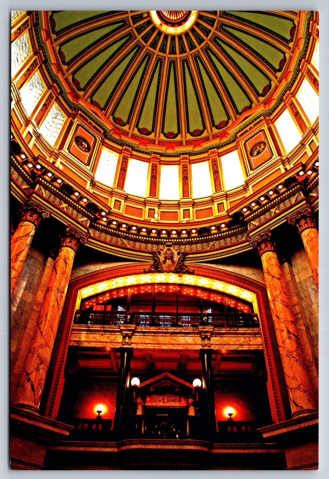 Postcard Mississippi State Capitol Jackson Governor Office Interior Dome View