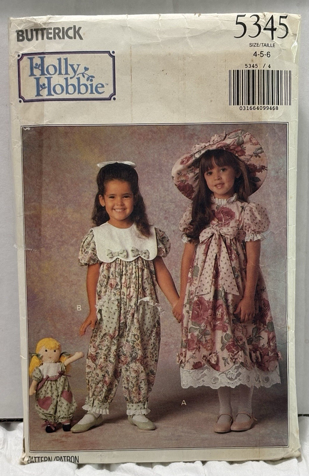 Butterick 5345 Size 4-5-6 Dress Party Pants, Hat, Dolls Party Pants *PREOWNED* 