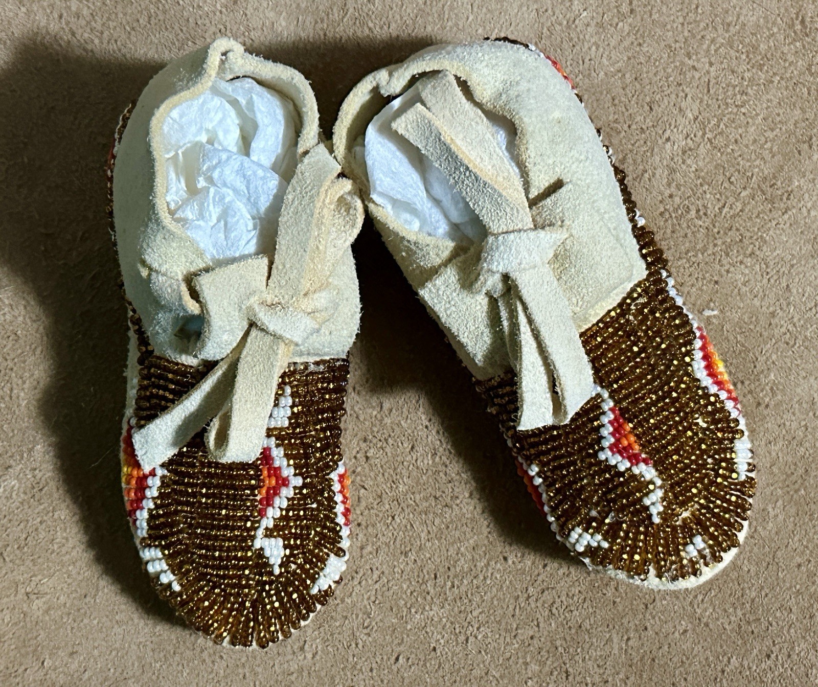 Beautiful Native American Lakota Sioux Beaded Baby Moccasins.