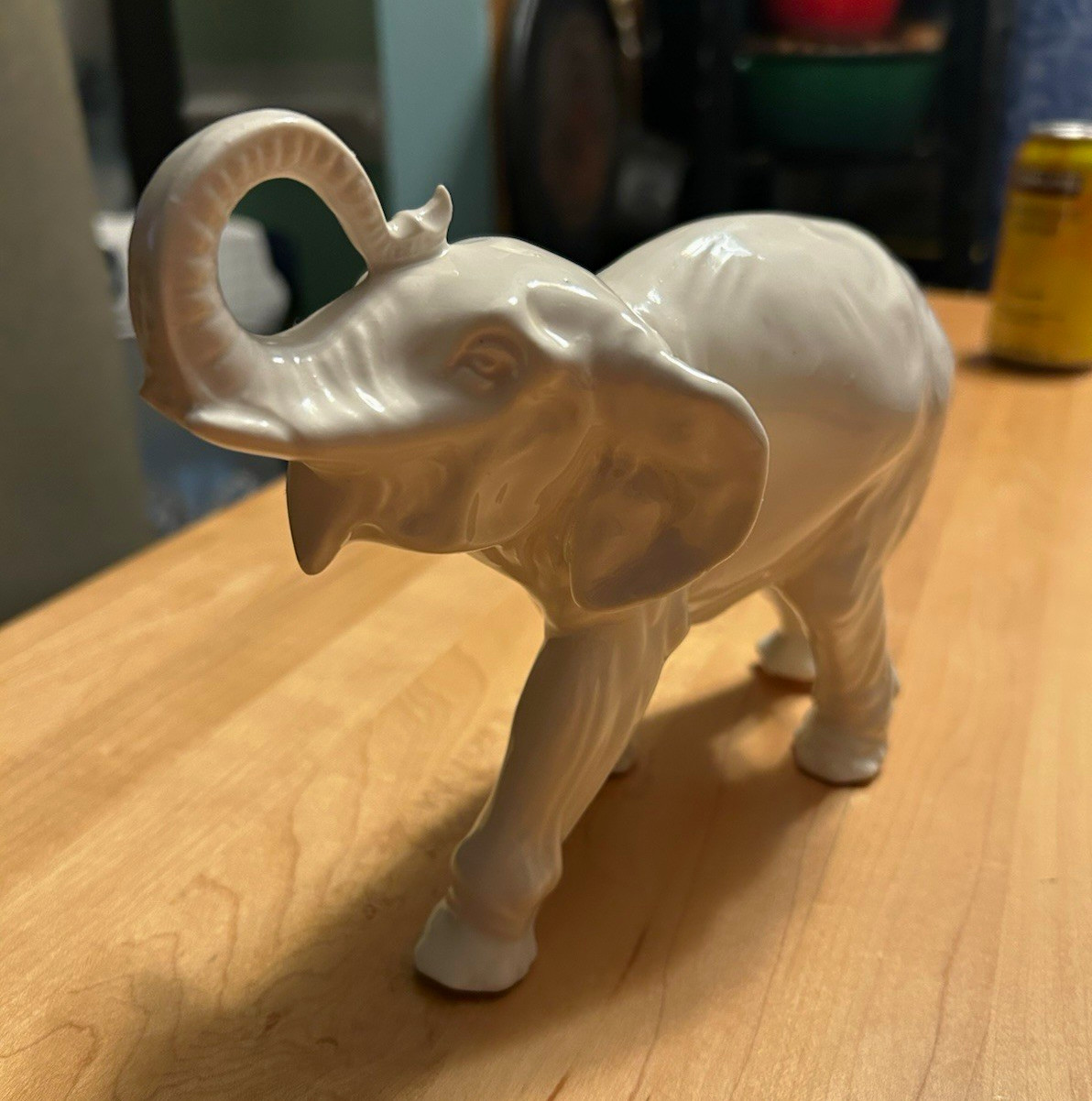 Vintage Czecho Slovakia Marked Porcelain Elephant.
