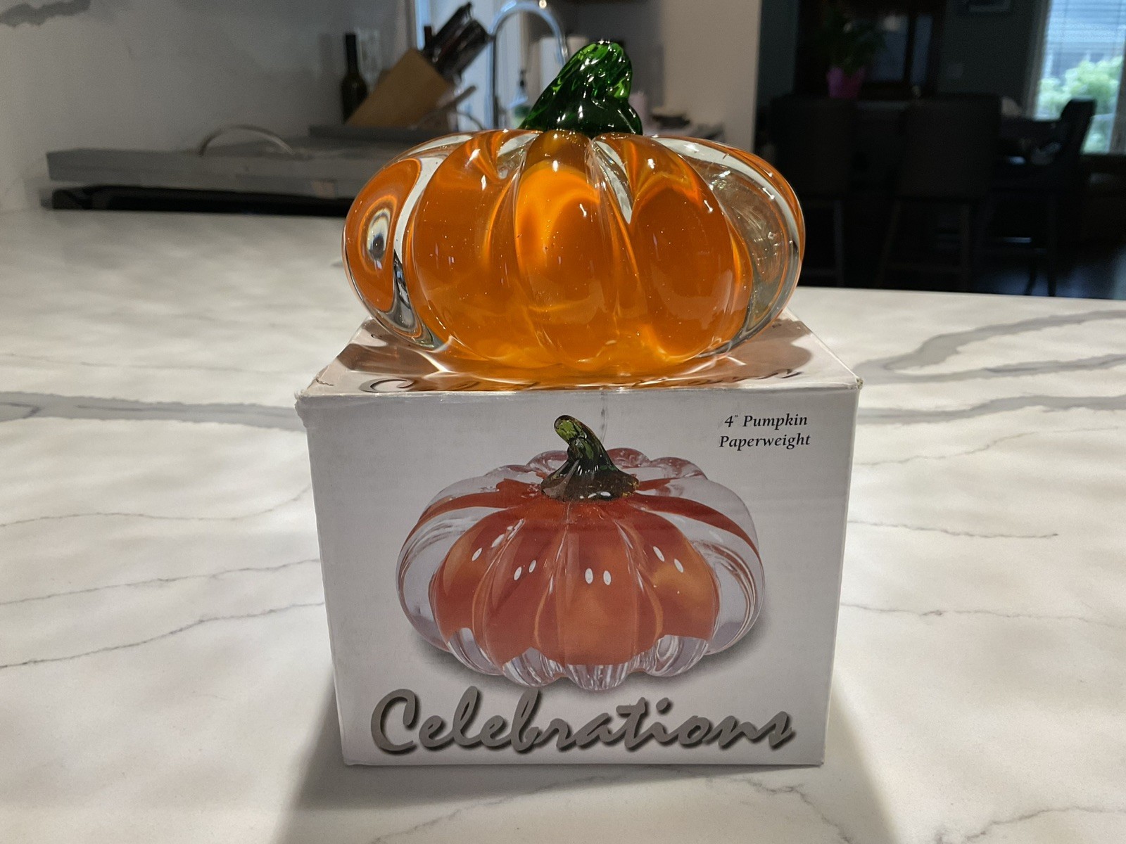 PUMPKIN Paperweight Orange Glass
