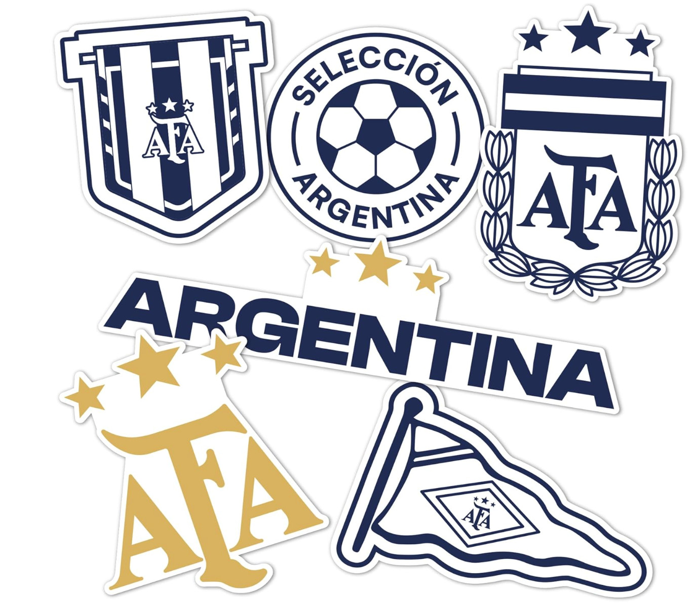 Argentine Football Association Sticker Decal Vinyl set of 6 stickers AFA Soccer