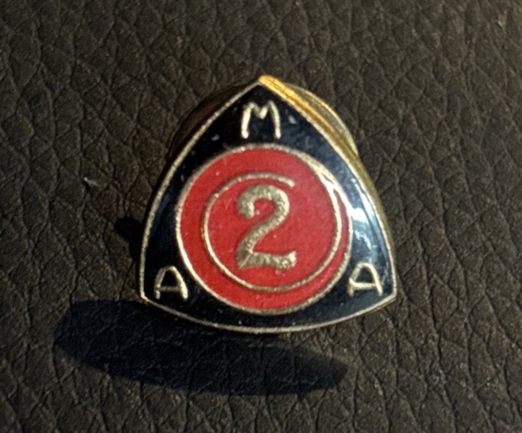 Vtg AMA American Motorcycle Association 2 Year Member Gold Tone Lapel Pin