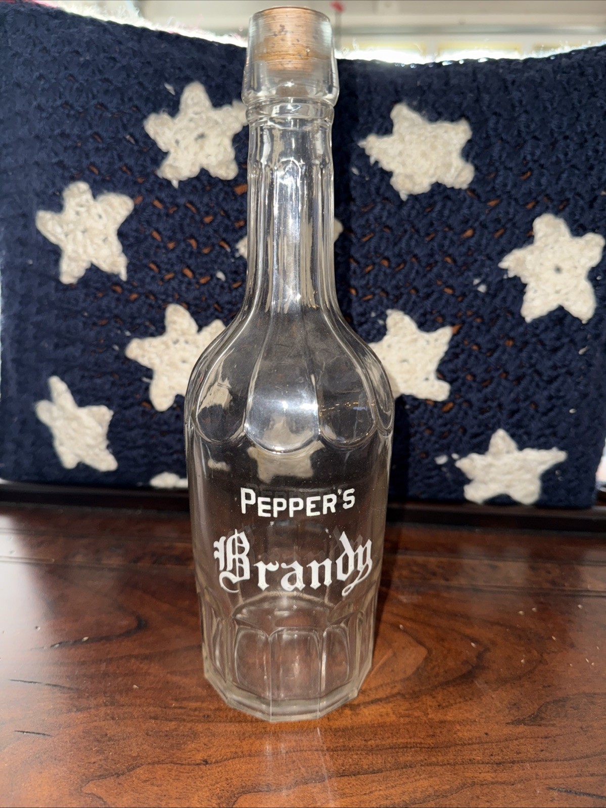 RARE Antique Pre Pro Whiskey Bottle Bar Pepper’s Brandy Old Etched Lettering