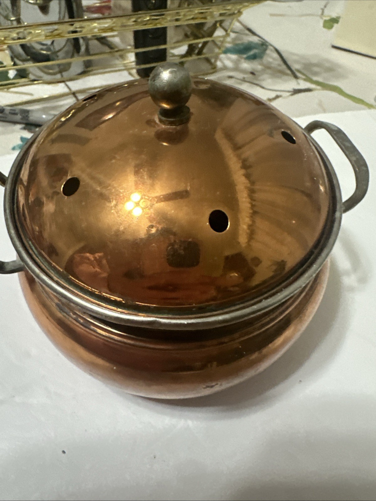 1950s Copper Decorative Old World Pot w/Lid & Handles