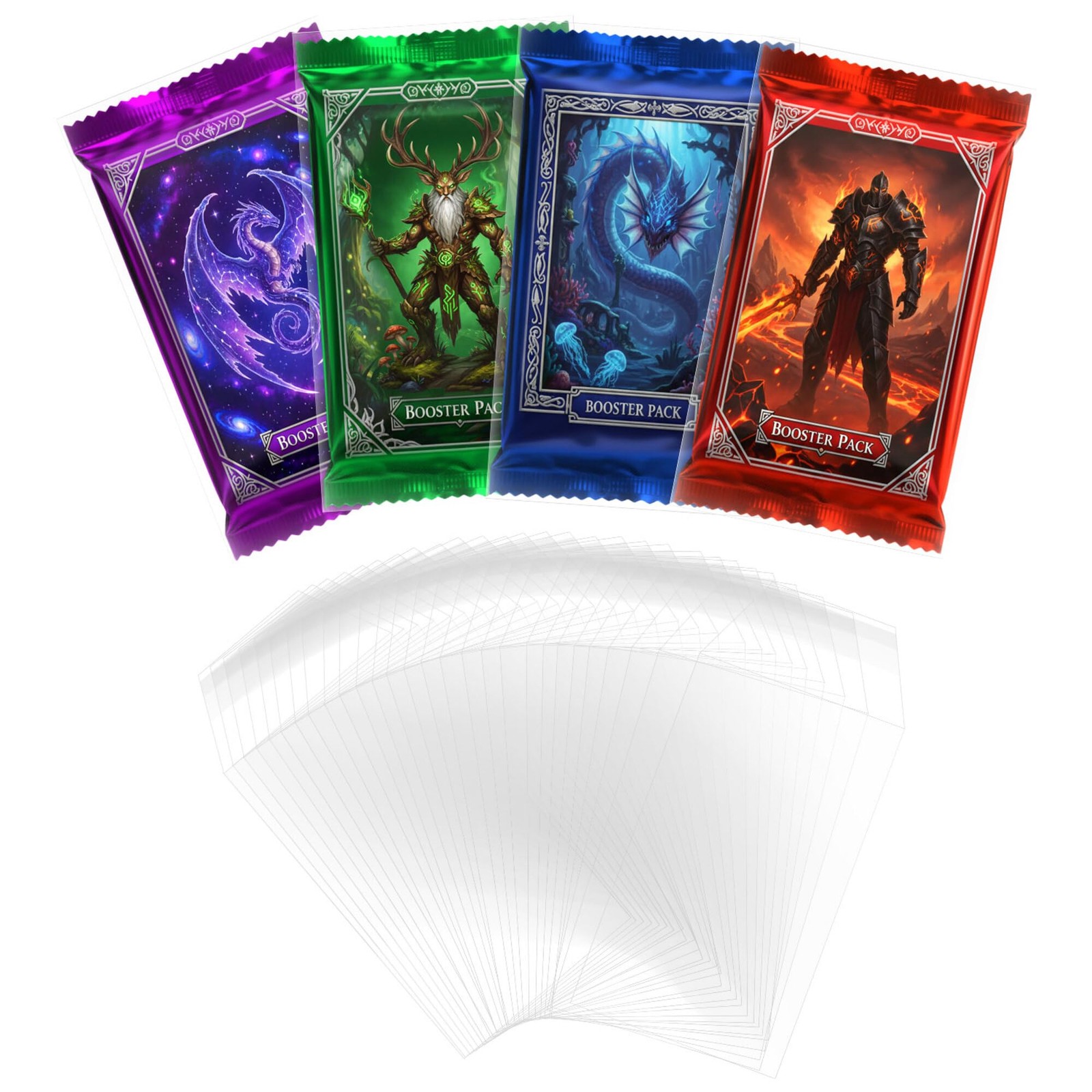 100pcs Sleeves for Pokemon Booster Packs, Protective Sleeves 72x122mm, Booster Pa...
