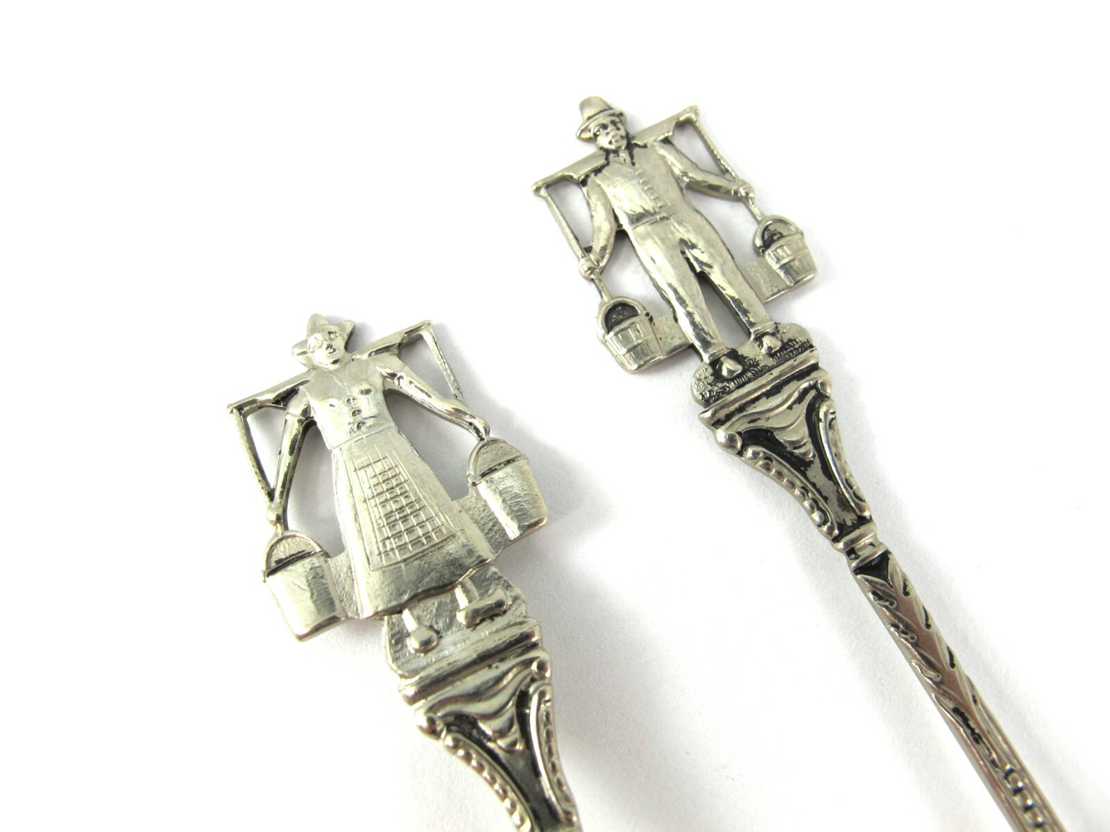Dutch Man & Woman Water Bearers COLLECTOR SPOONS Selecta Made in Holland Set 2