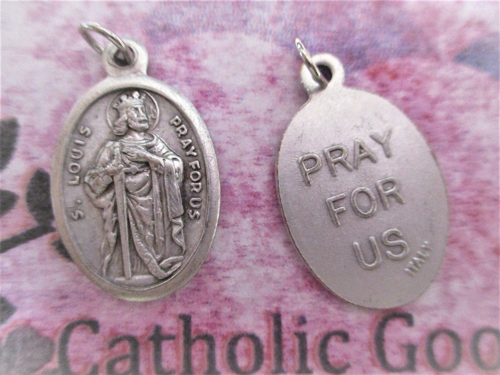 Saint Louis IX  - Pray for Us  - Silver tone  Ox 1