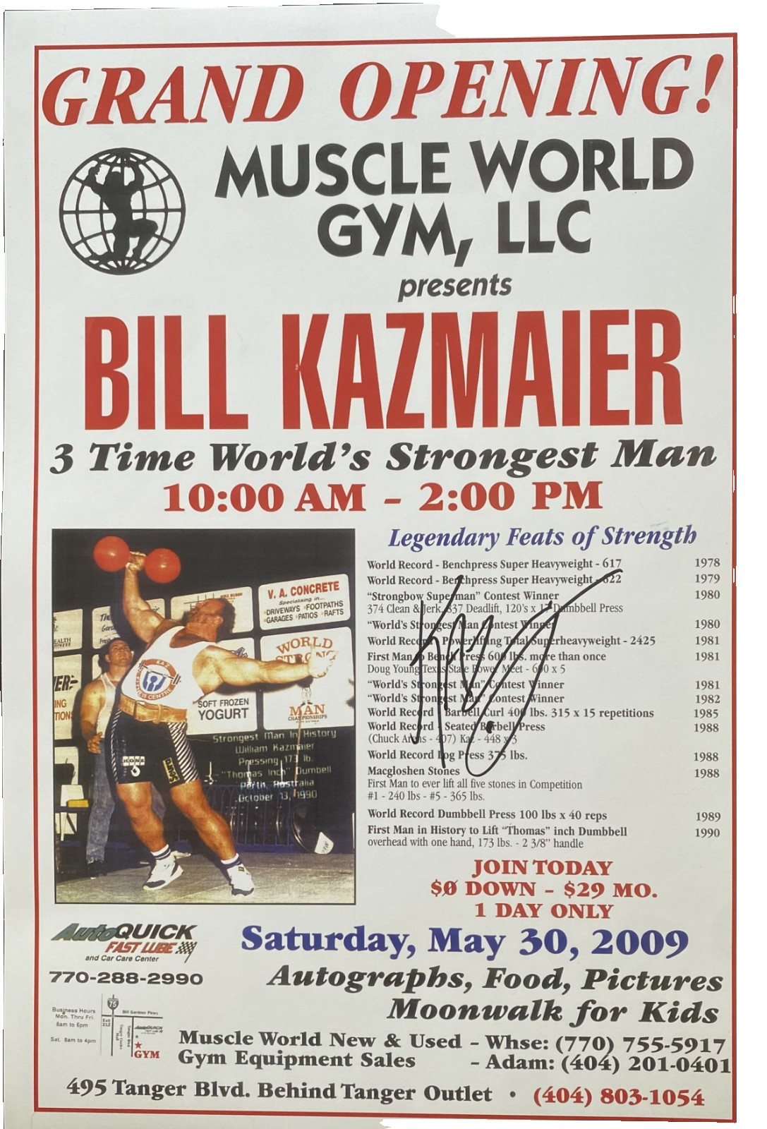 Bill Kazmaier Autographed Poster - 3 Time World's Strongest Man