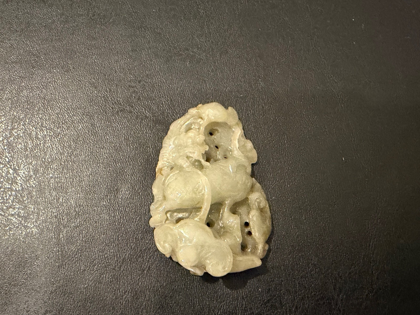 Chinese Unknown Age Hardstone Possibly Jade Carved Pendant Mythical Beast Chinese Unknown Age Hardstone Possibly Jade Carved Pendant Mythical Beast