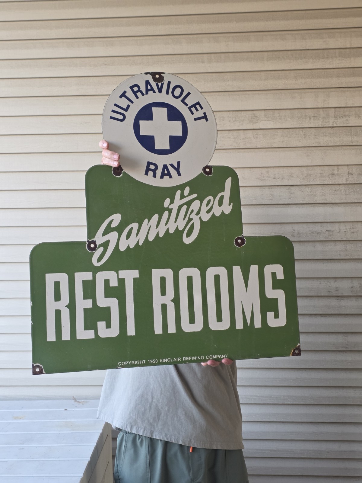 VINTAGE HUGE SANITIZED RESTROOM PORCELAIN SIGN GAS STATION MEN WOMEN 30 VINTAGE HUGE SANITIZED RESTROOM PORCELAIN SIGN GAS STATION MEN WOMEN 30