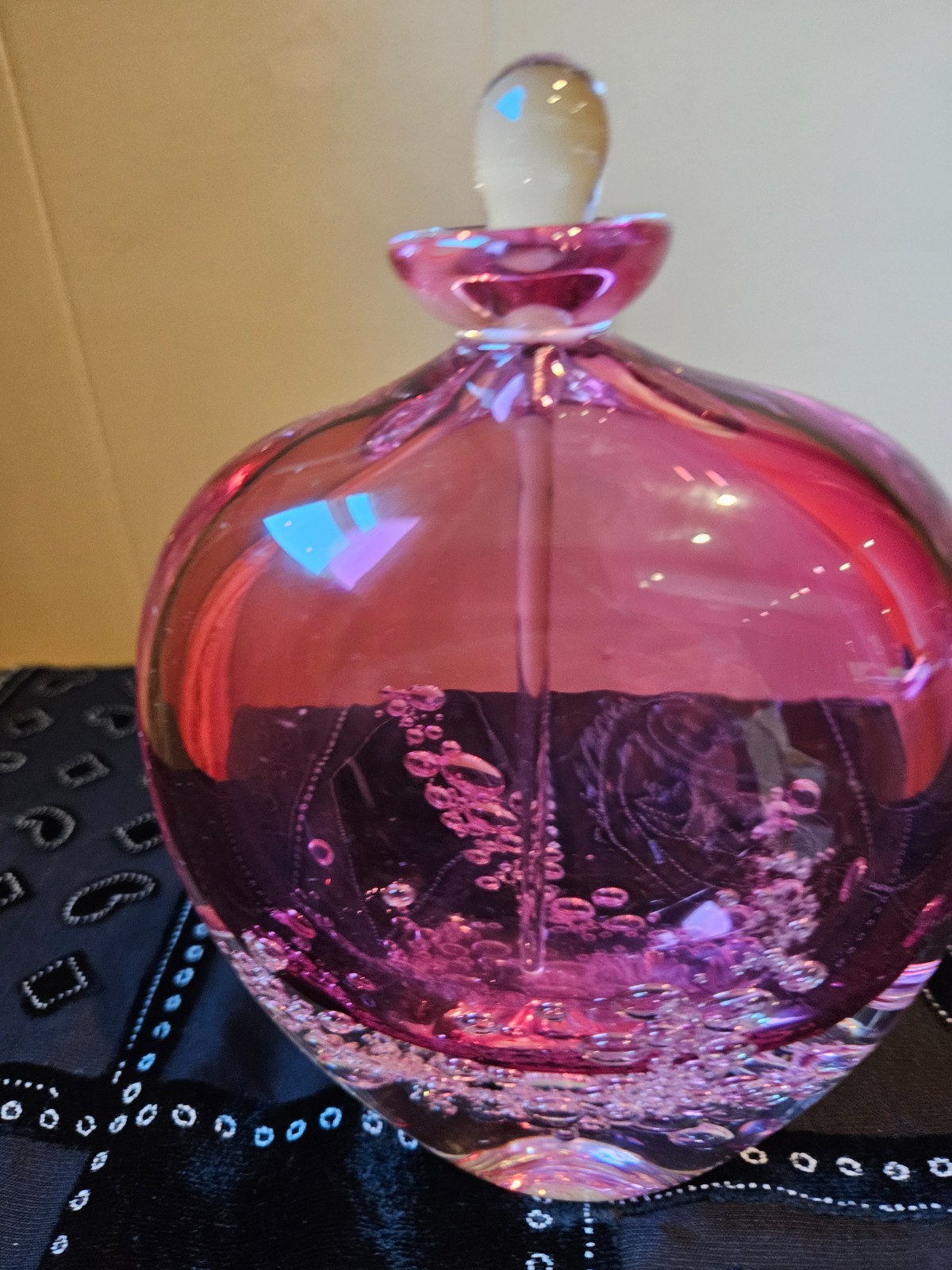 Buzz Blodgett large art glass orange perfume bottle and stopper
