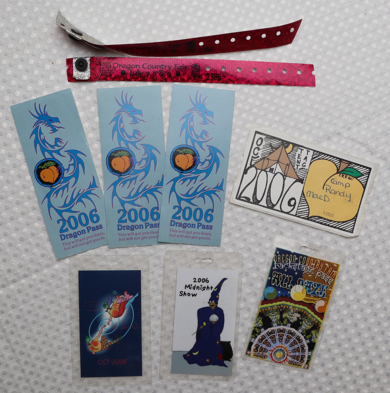 Vintage Y2K 2006 Oregon Country Fair OCF Backstage Pass Midnight Show Authentic Vintage Y2K 2006 Oregon Country Fair OCF Backstage Pass Midnight Show Authentic