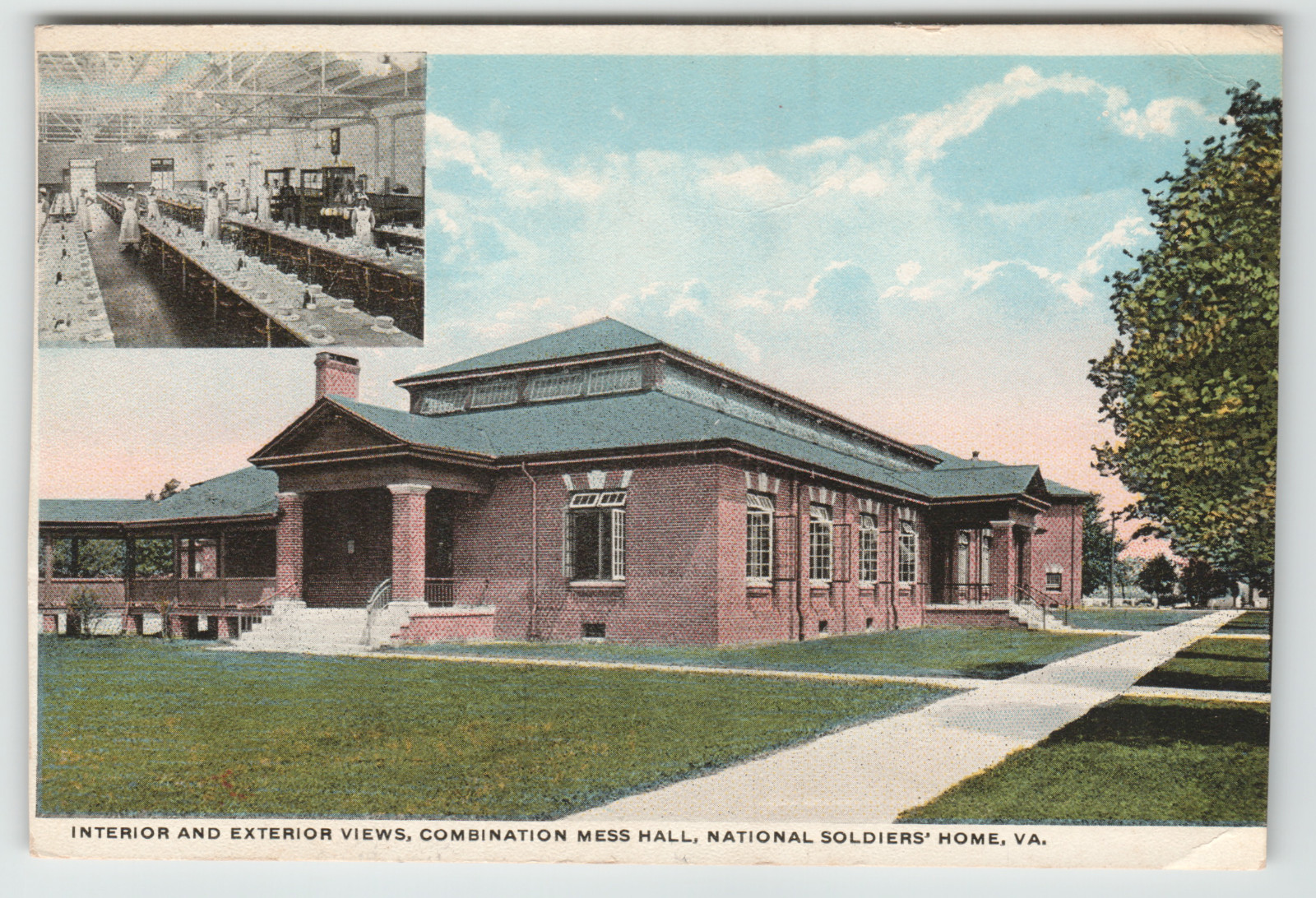 Postcard National Soldiers Home Combination Mess Hall in Virginia