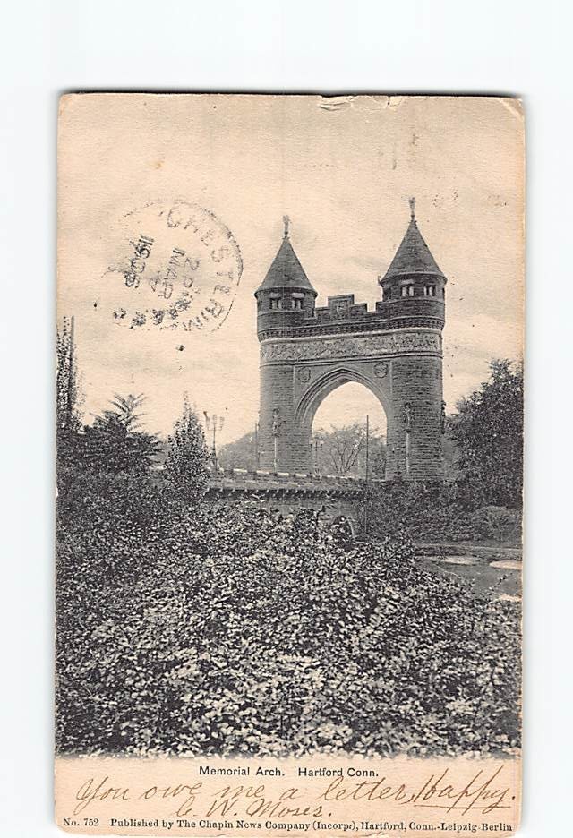 Postcard Memorial Arch Hartford Connecticut USA