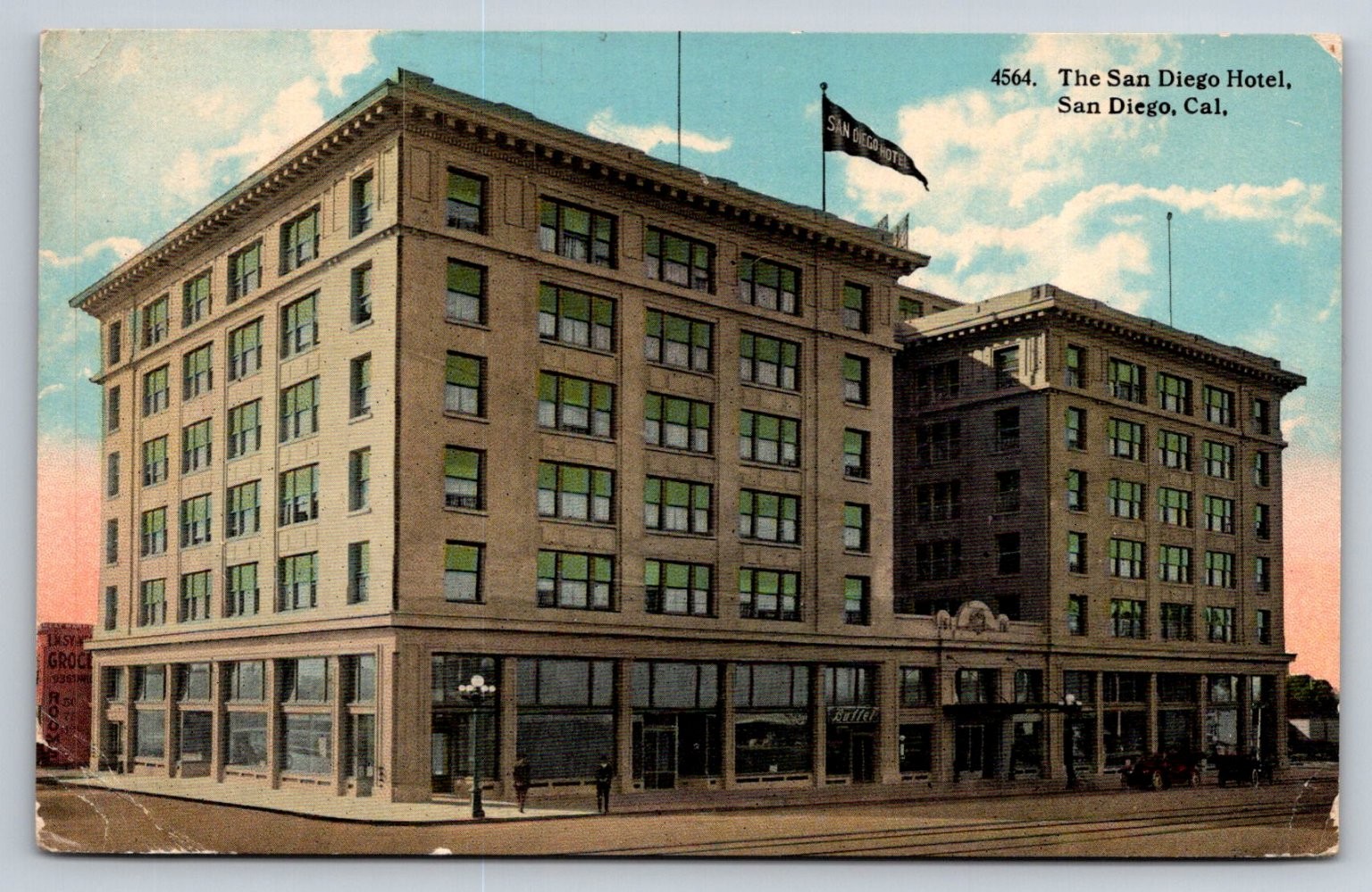 1918 San Diego Hotel Postcard - Vintage California Architecture & Street View