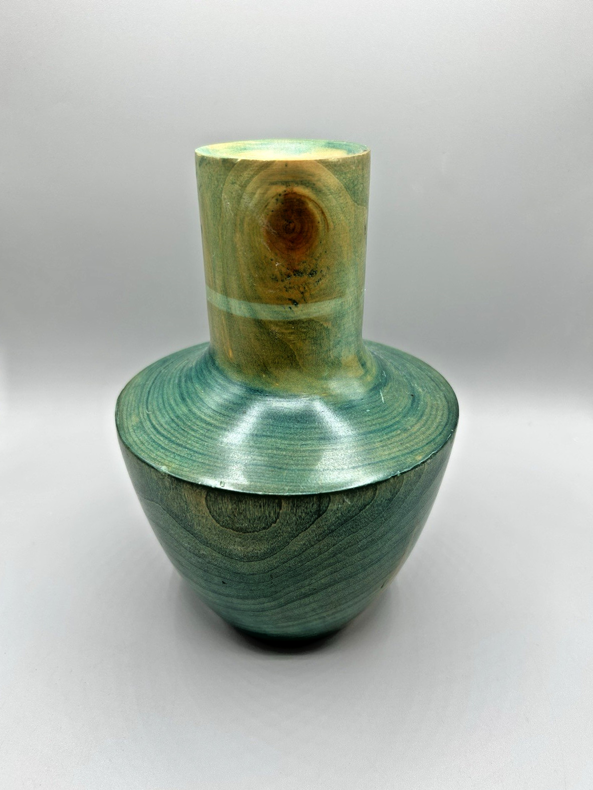 COLORADO ASPEN WOOD Beautiful Wooden Vase Dyed Green Truly Unique & Hand-Turned