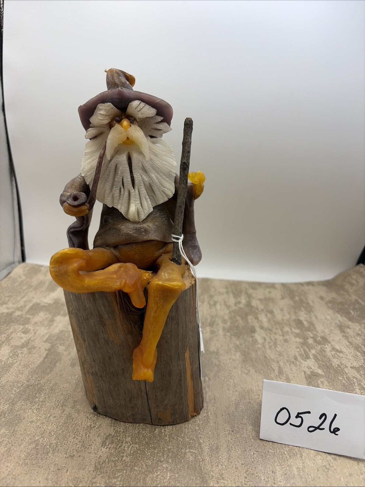 VTG Wizard Smoking Pipe Good Fortune Candle On Driftwood Wizard Wax Works 70’s