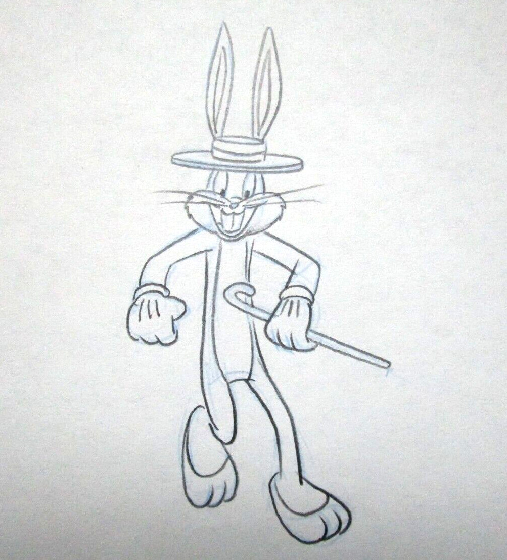 1980\'s BUGS BUNNY DANCING Warner Brothers ORIGINAL PRODUCTION cel DRAWING hat