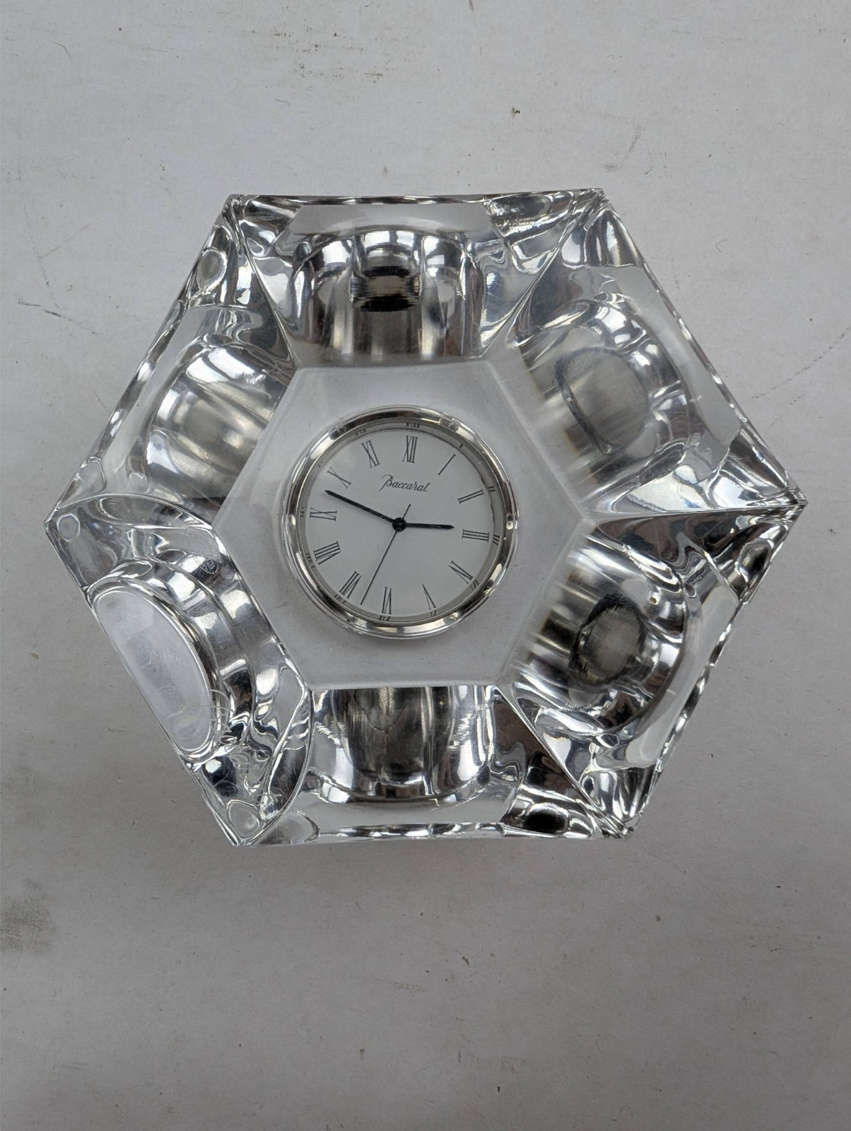 Baccarat Malmaison Abysse Desk Clock Hexagon