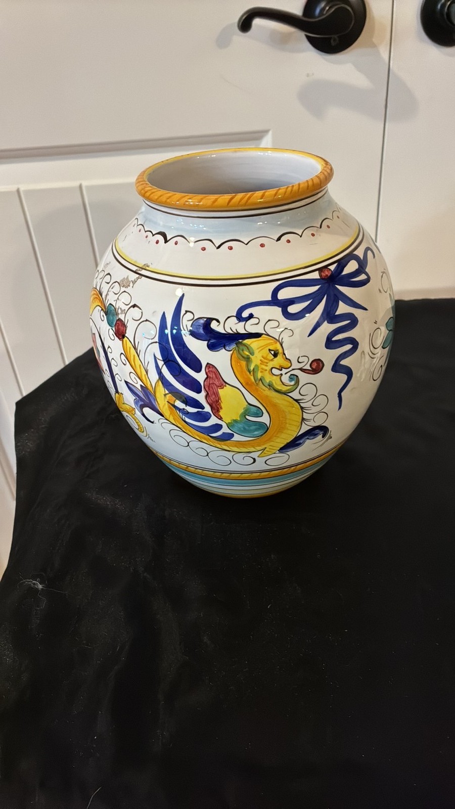 Williams-Sonoma Italian Majolica Dragon Motif Vase