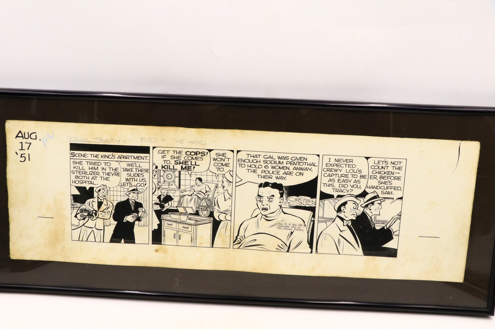 Chester Gould Dick Tracy Bird In The Hand Original Comic Art Aug 17 1951