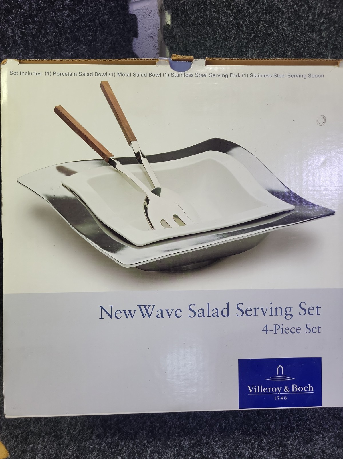 Villeroy & Boch New Wave Salad/Serving Set - Metal/ Steel. New In Box.