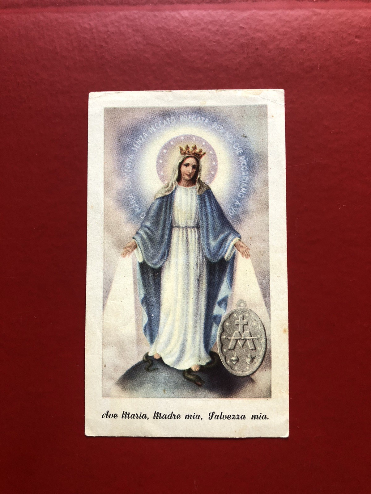 Old Saint, Miraculous Medal (Madonna) 16-IV-56 G. Schiavini. A.L.M.A.